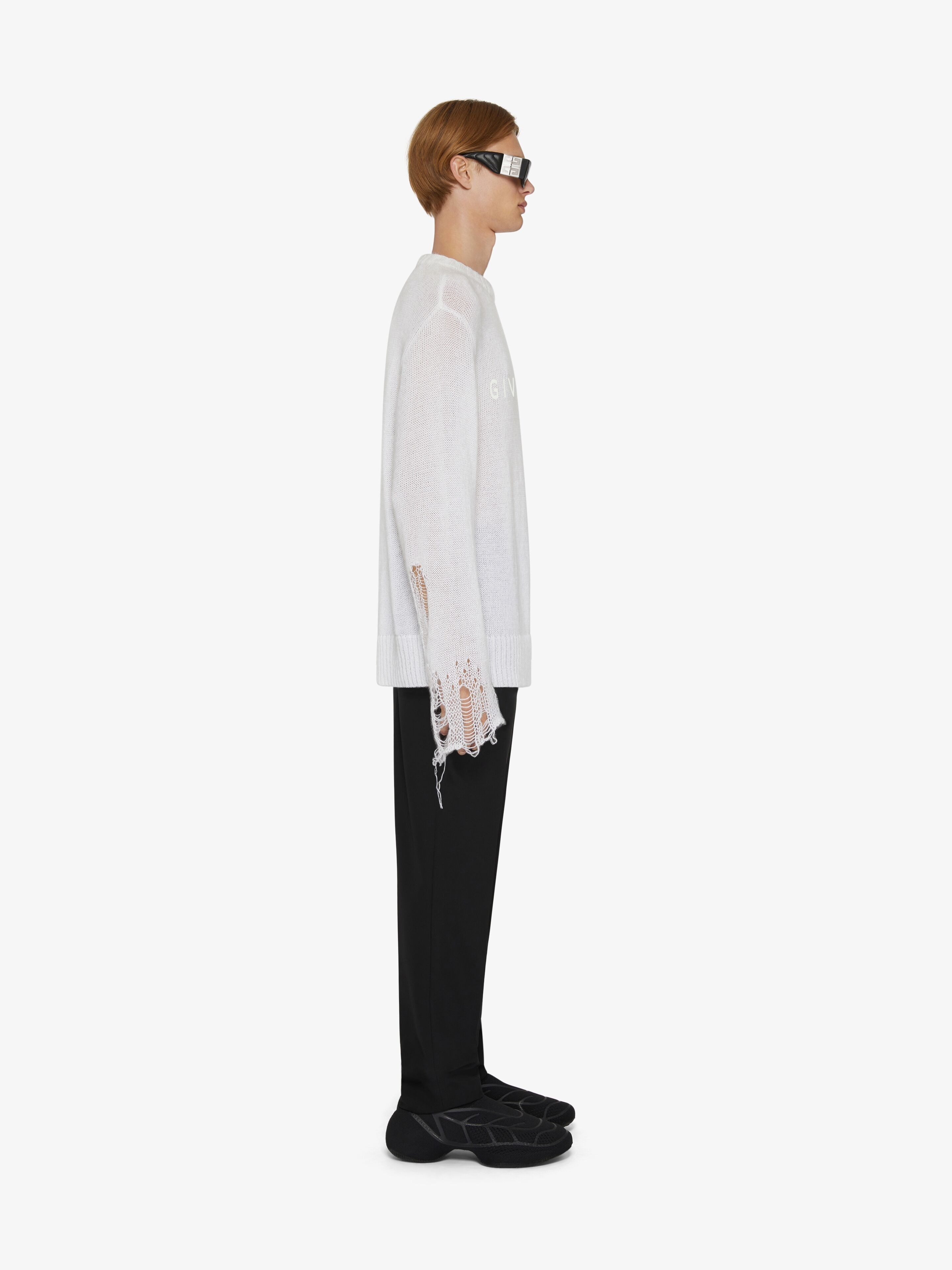 SWEATER IN MOHAIR AND WOOL WITH DESTROYED EFFECT - 3