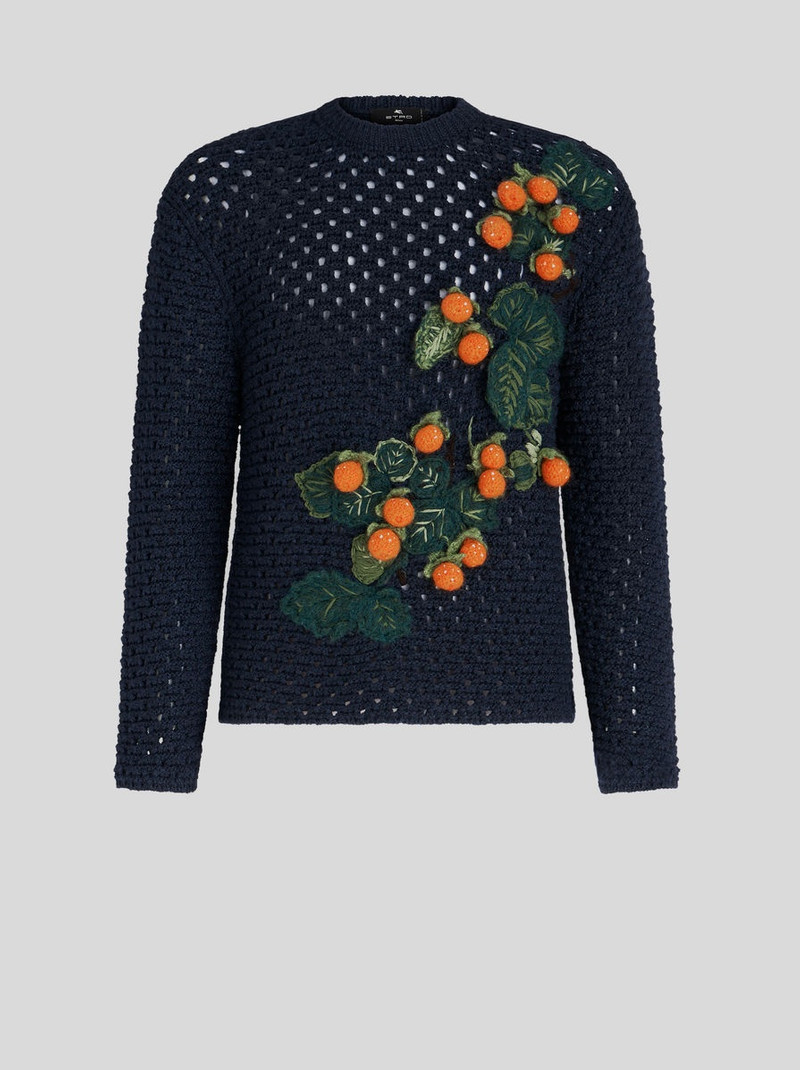 TRICOT ROUND NECK JUMPER WITH FLOWERS 1