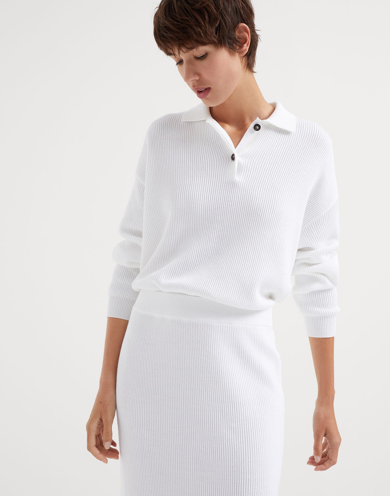 Cotton English rib knit midi skirt 3