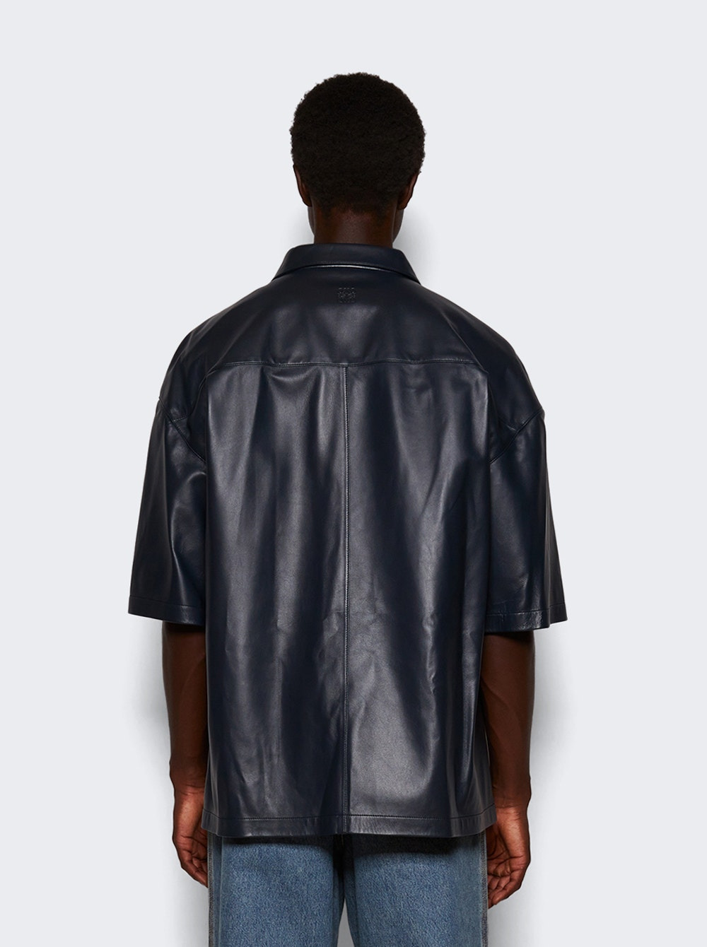 Nappa Lambskin Short Sleeve Shirt Dark Navy - 5