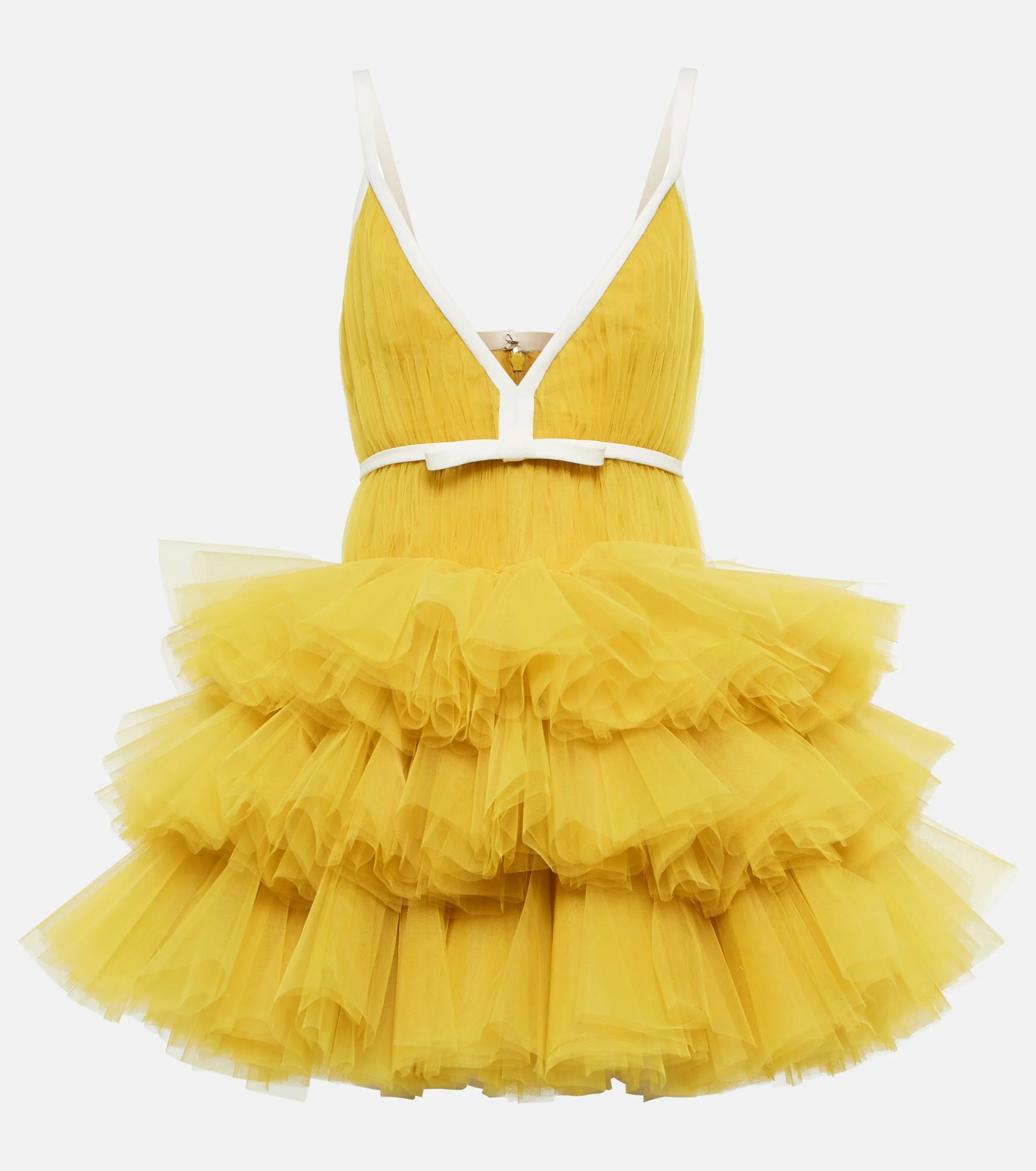 V-neck ruffled tulle minidress - 1