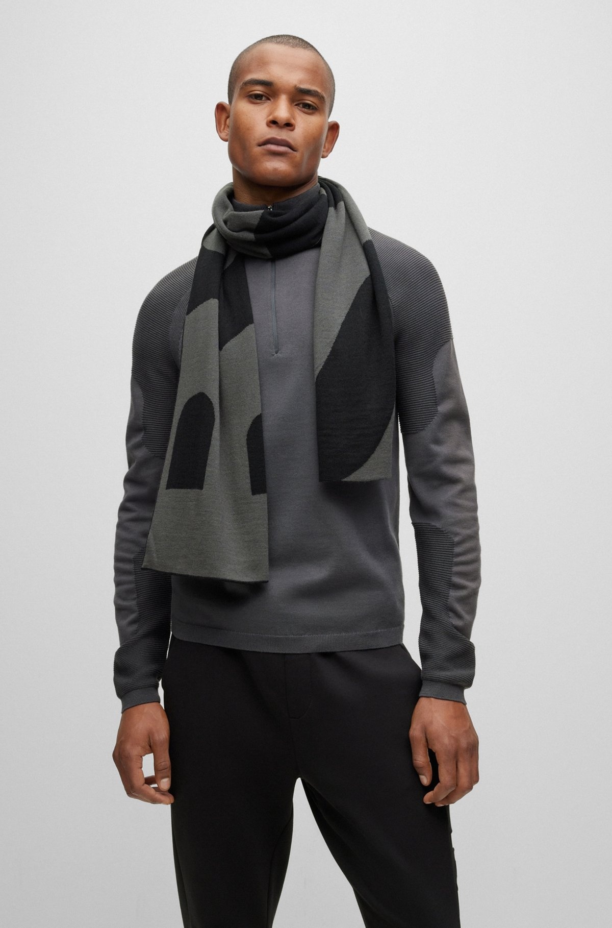 LOGO-JACQUARD SCARF BLENDED WITH WOOL - 2
