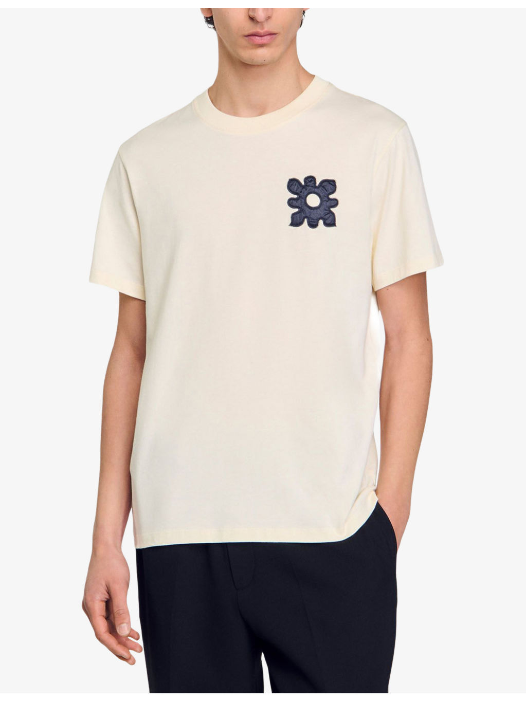 Flower-Motif Short-Sleeve Cotton T-Shirt - 3