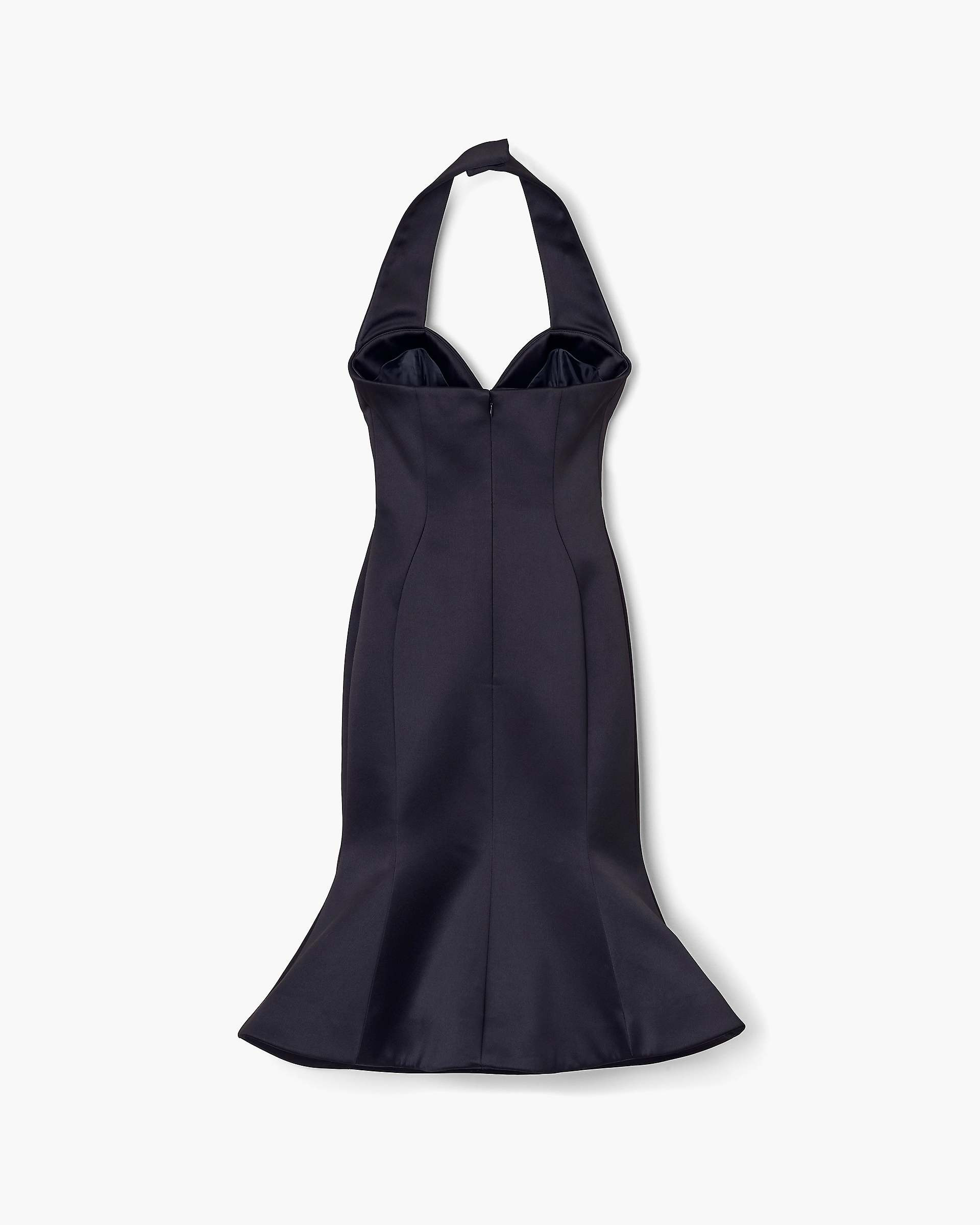 SCULPTED SATIN HALTER DRESS - 5