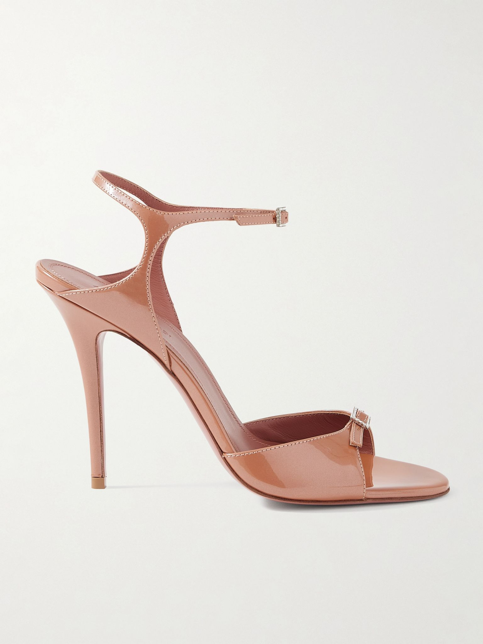 Adut crystal-embellished buckled patent-leather sandals Bronze - 1