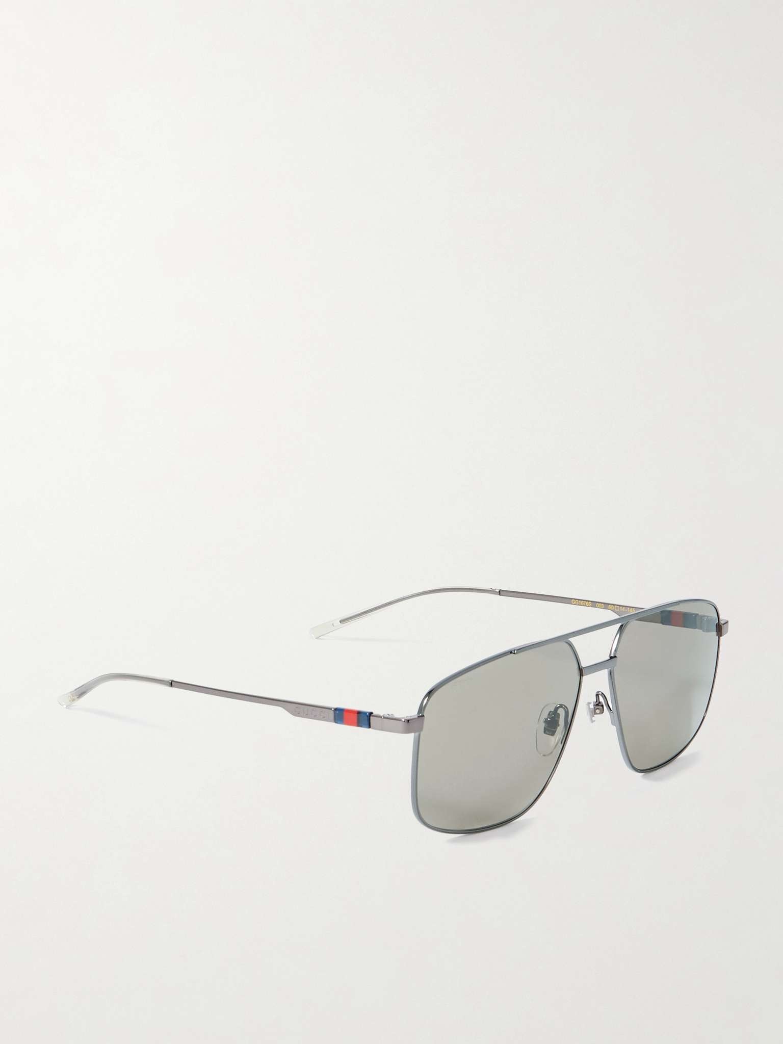 Navigator Aviator-Style Logo-Print Gunmetal-Tone Sunglasses - 3