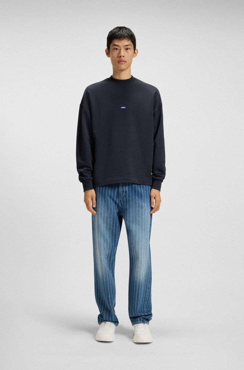 HUGO COTTON-TERRY SWEATSHIRT WITH BLUE LOGO LABEL outlook
