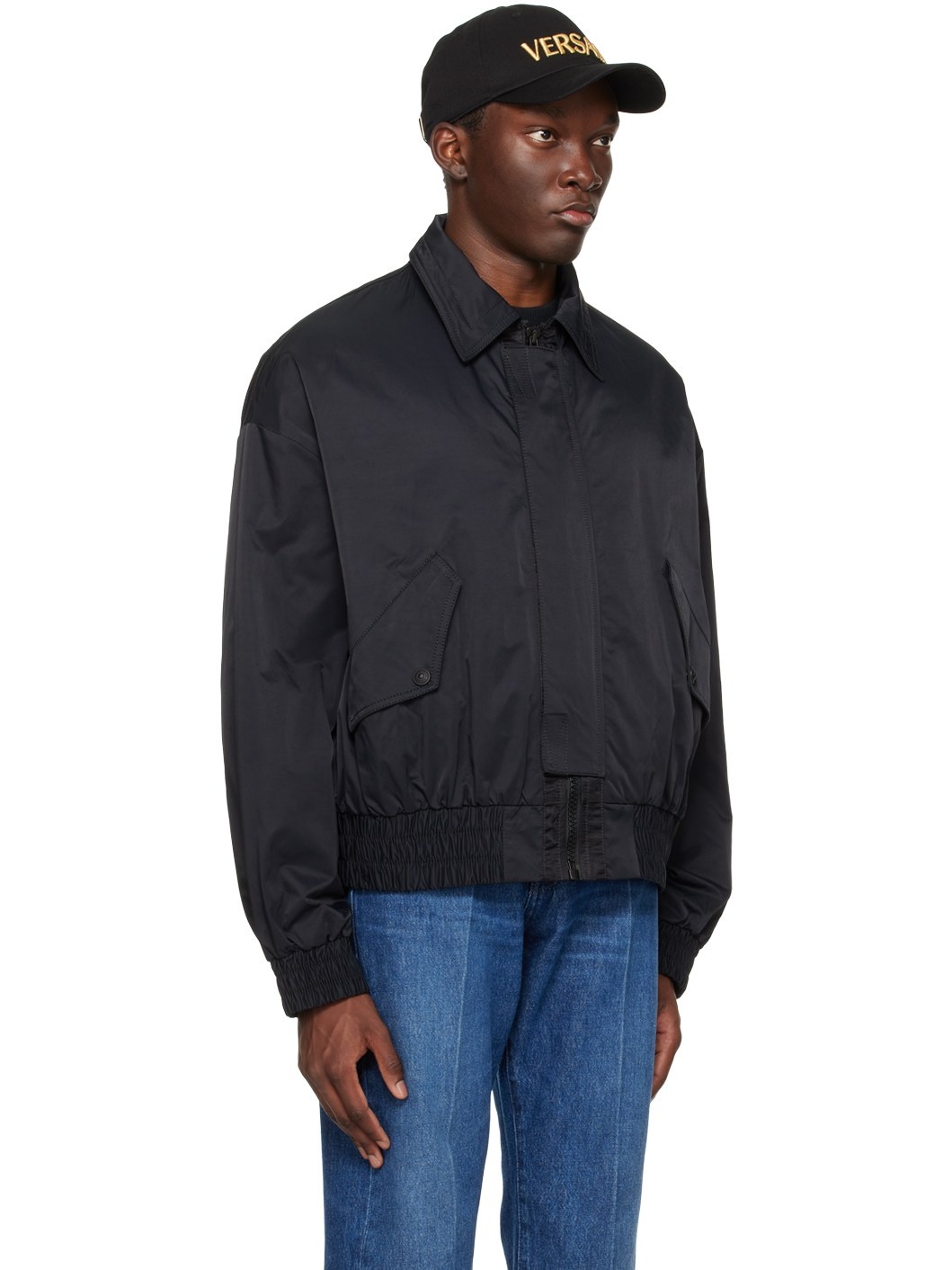 Black Zip Bomber Jacket - 2