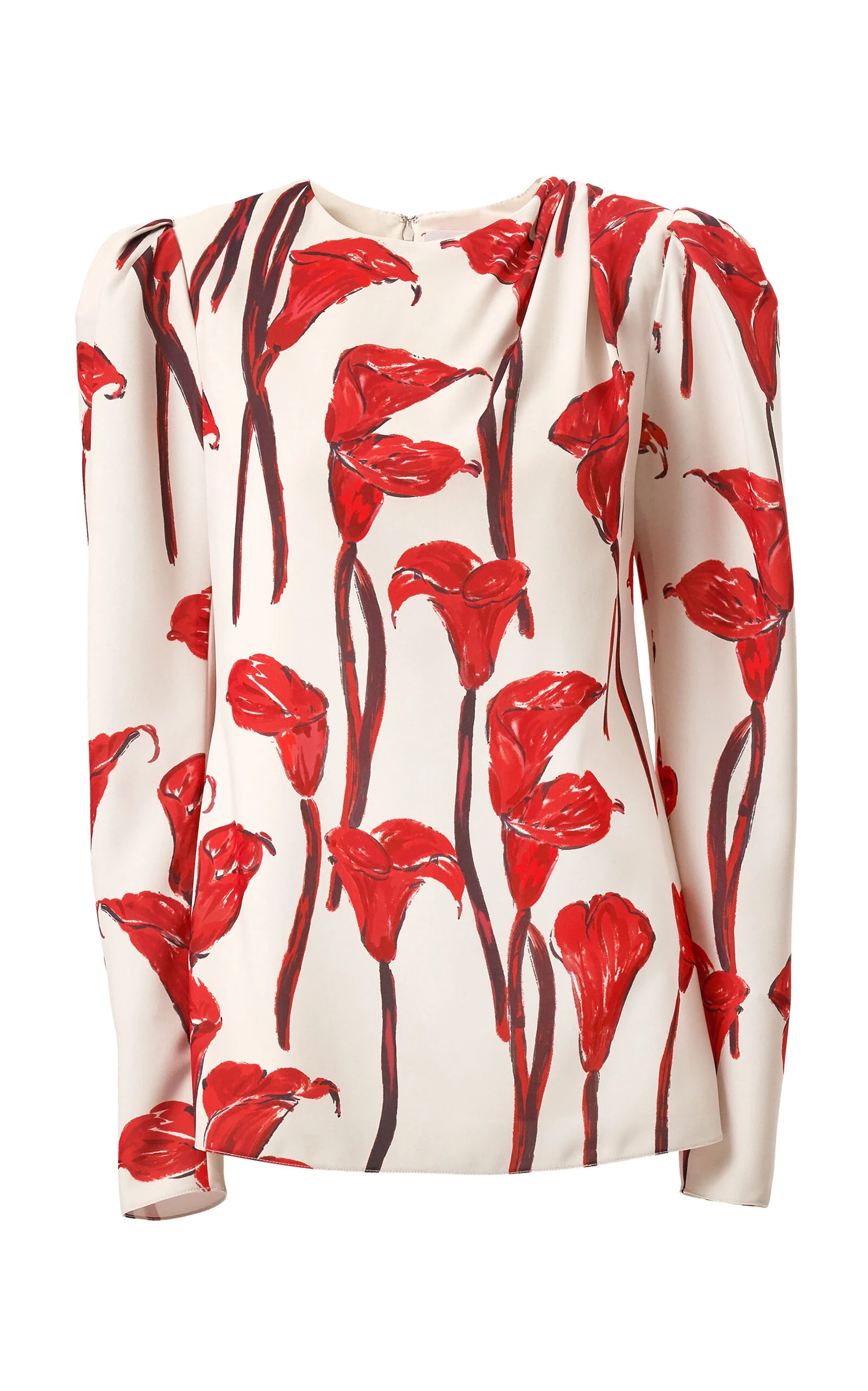 Calla Lily Print Cady Draped Top print - 1