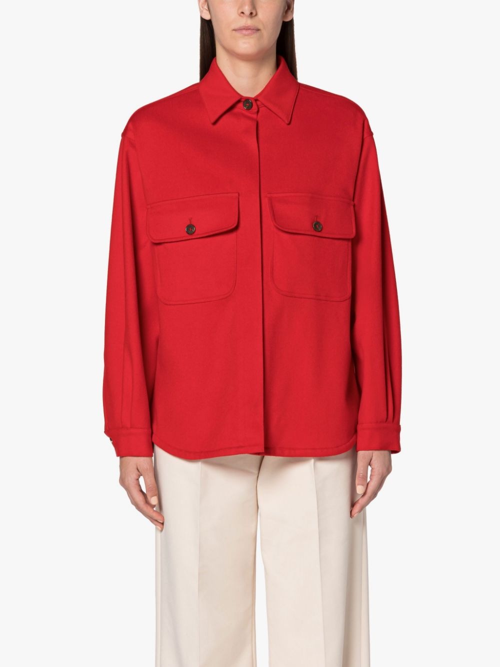 LORRIANE SCARLET COTTON OVERSHIRT JACKET - 3