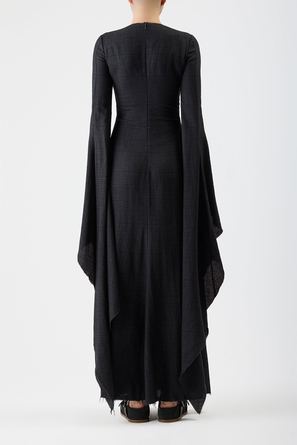 Sigrud Draped Dress in Silk Wool Gauze - 5