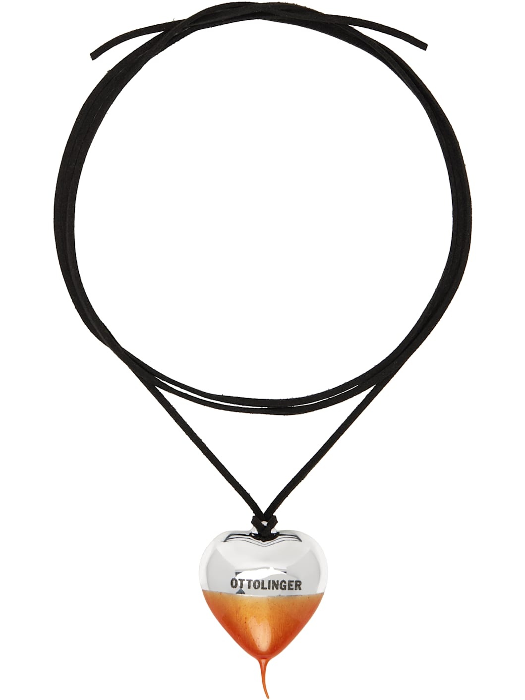 Black & Orange Knotted Heart Necklace - 1