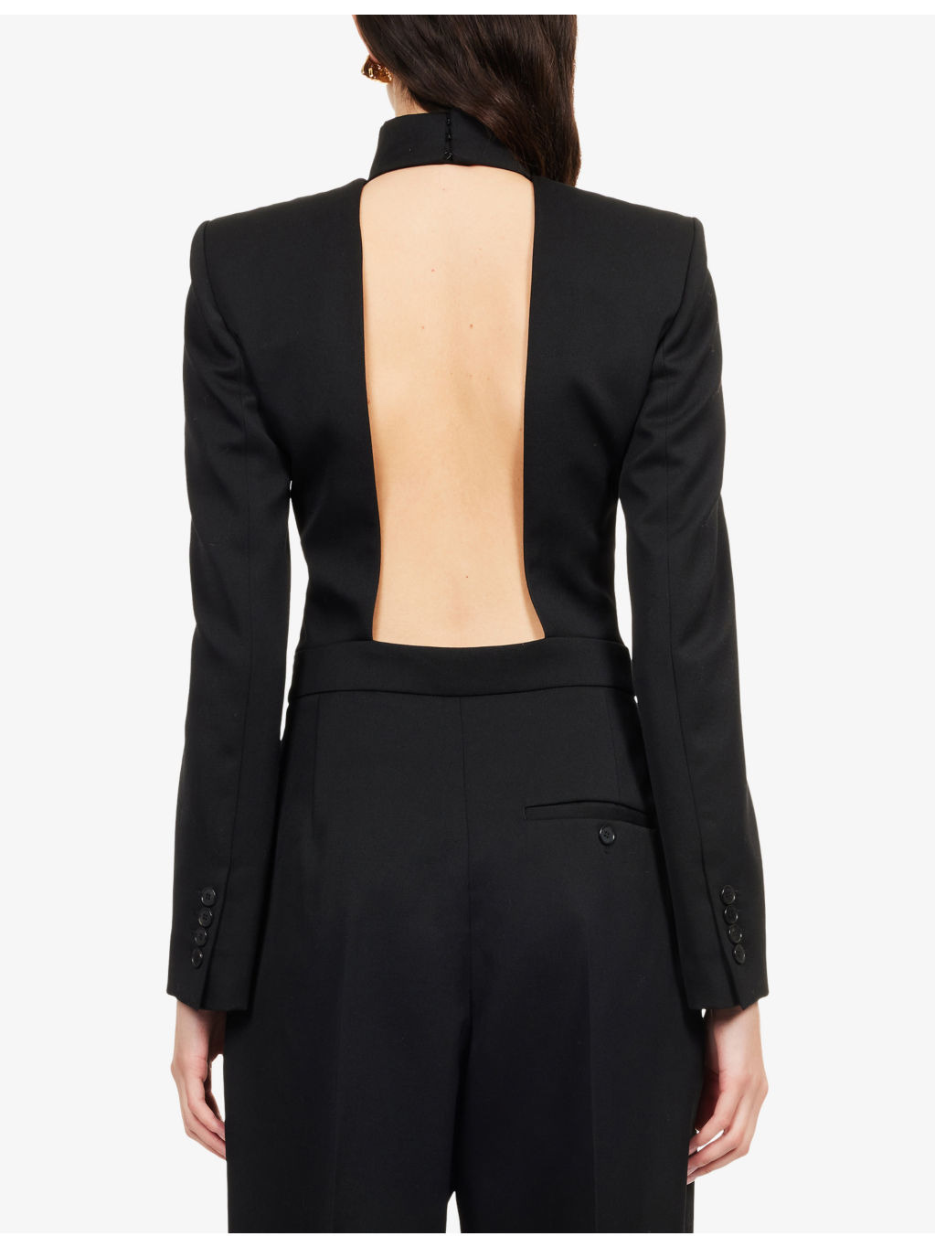 Structured Long-Sleeve Wool Jumpsuit - 4