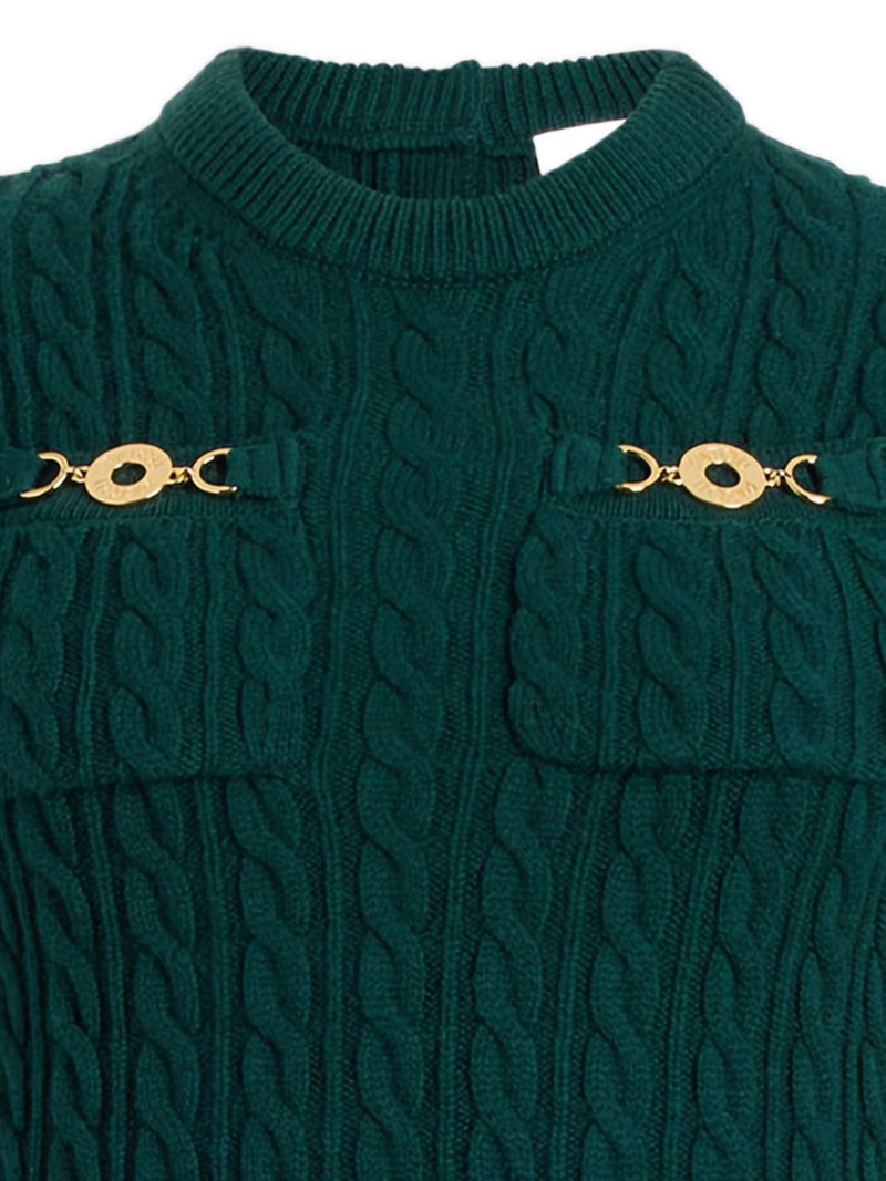 PATOU cable-knit gold-button mini dress outlook