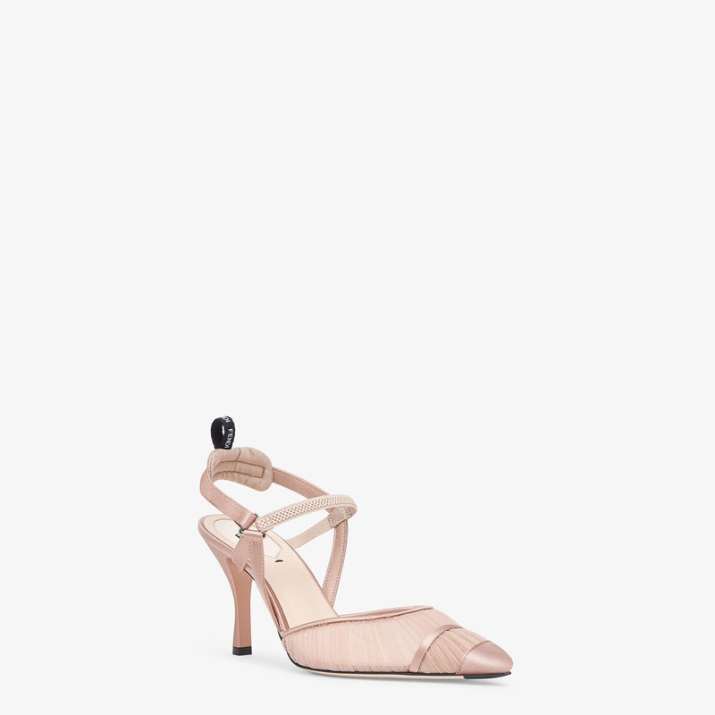 Pink tulle and satin high-heeled slingbacks 2