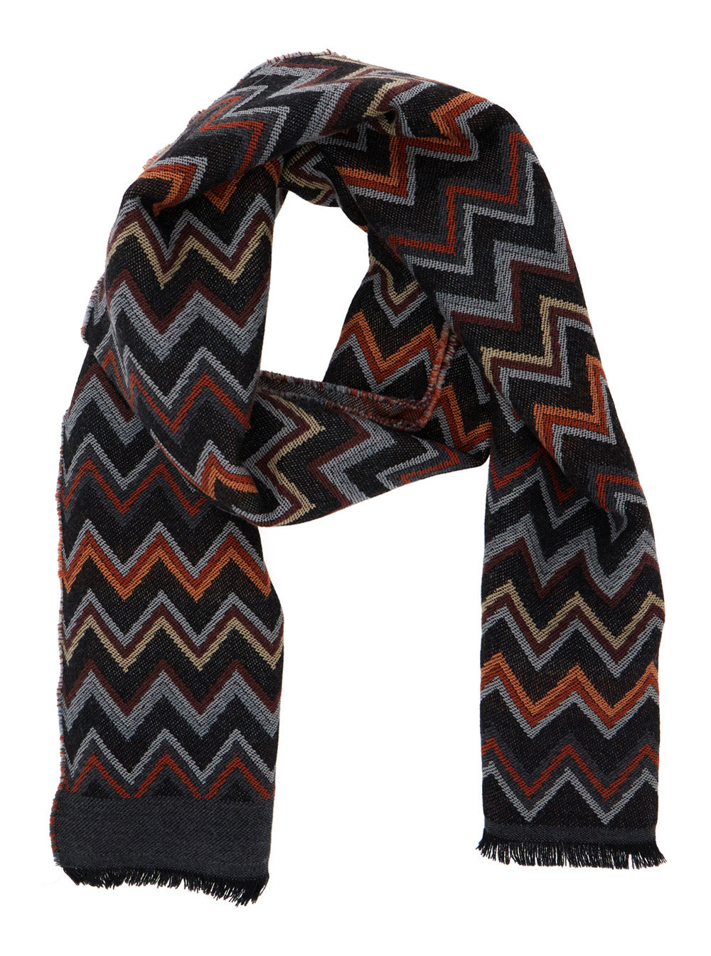 Missoni Men Multicolor Scarf With Zigzag Motif And Fringed Hem In Wool Man - 2
