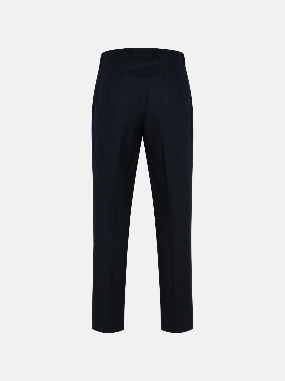 BLUE COTTON BLEND PANTS - 3