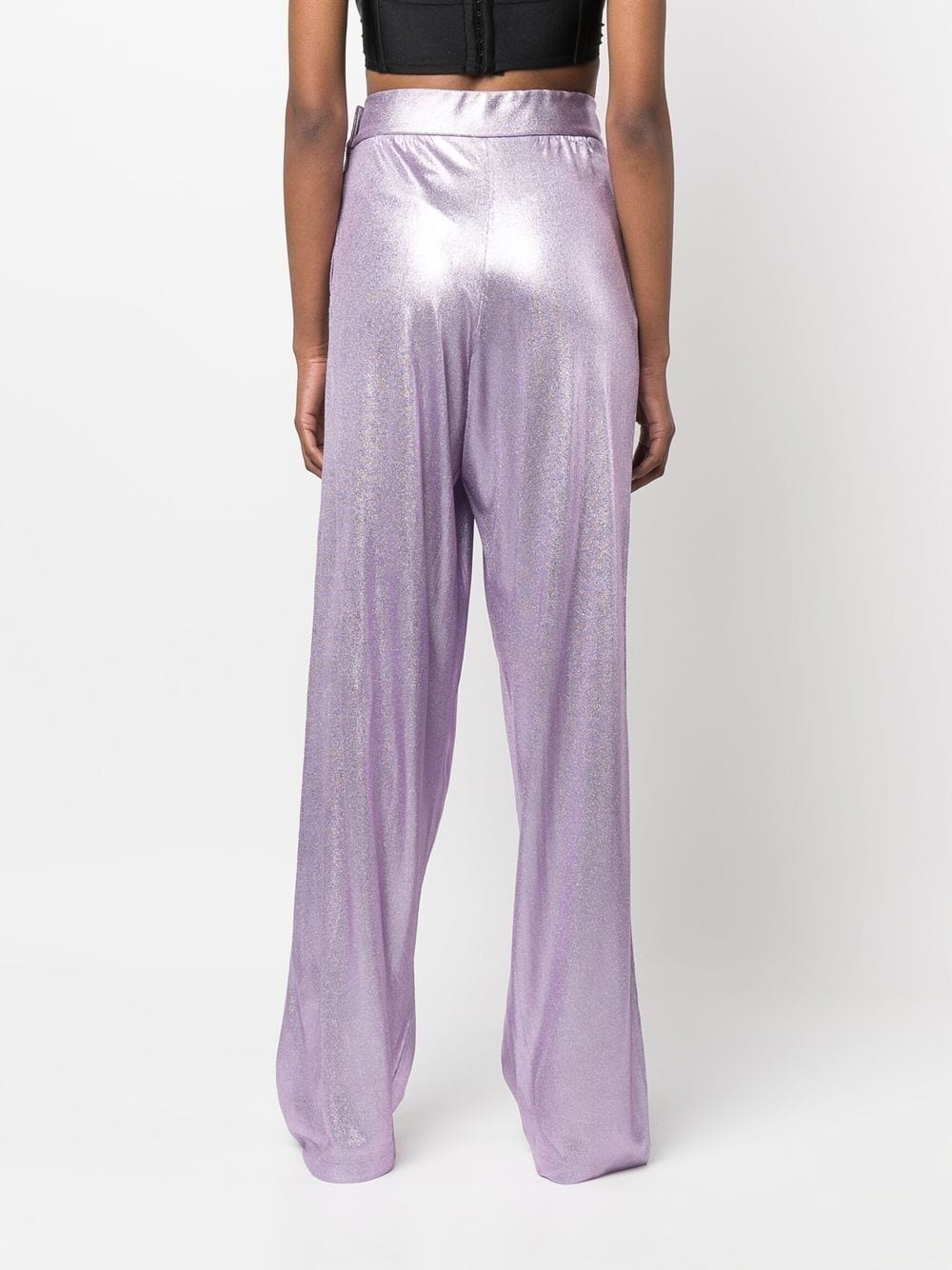 lurex wide-leg trousers - 4