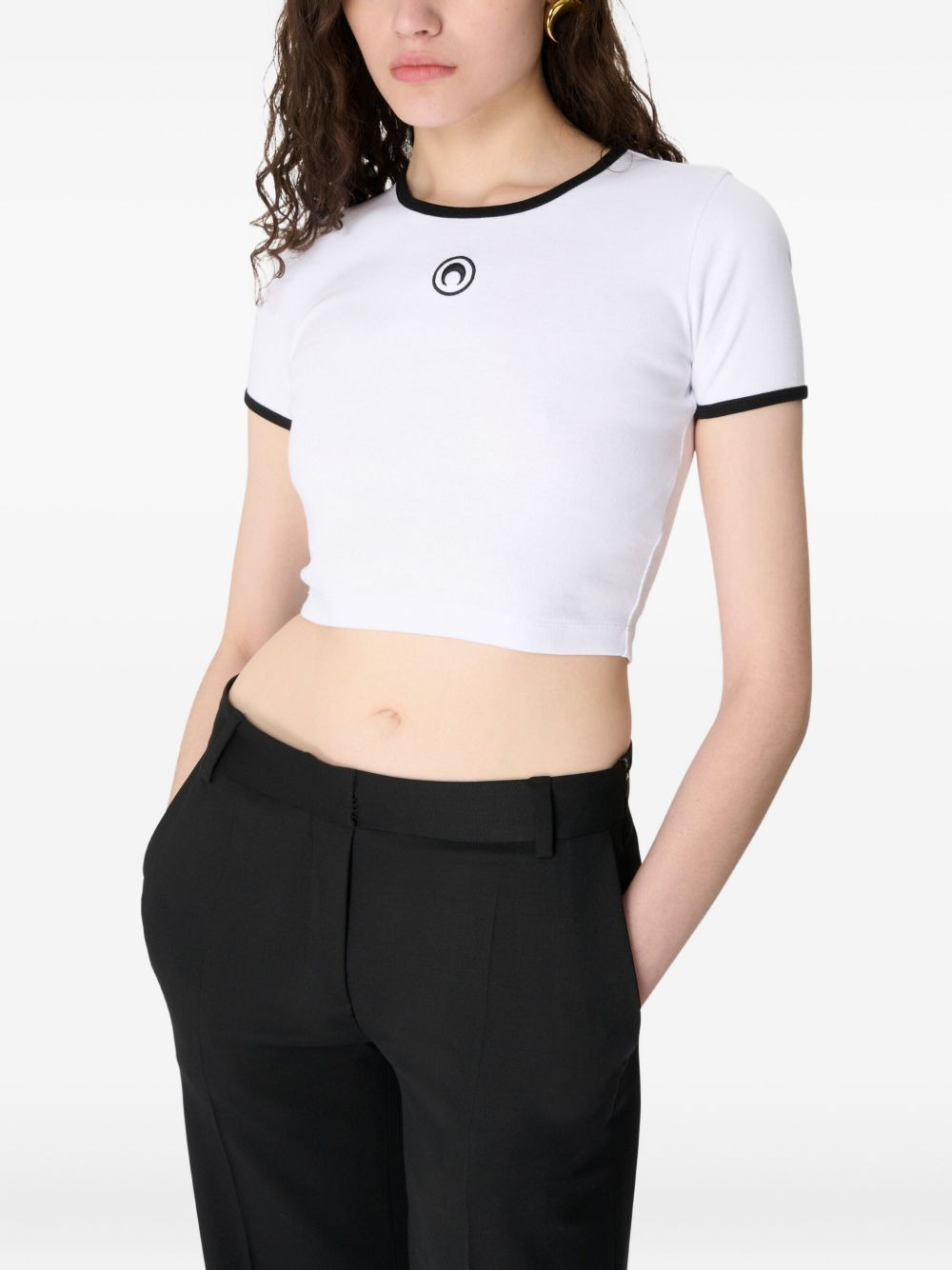 moon-logo ribbed crop top - 2