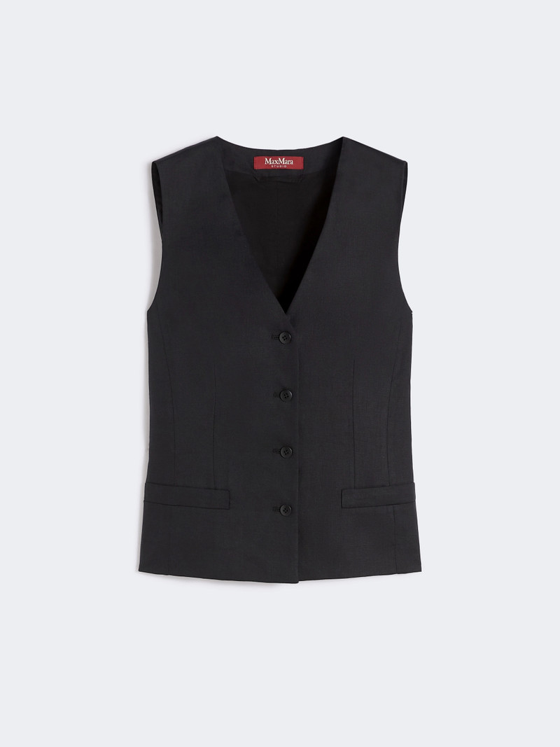 CARNET Linen canvas gilet - BLACK 1