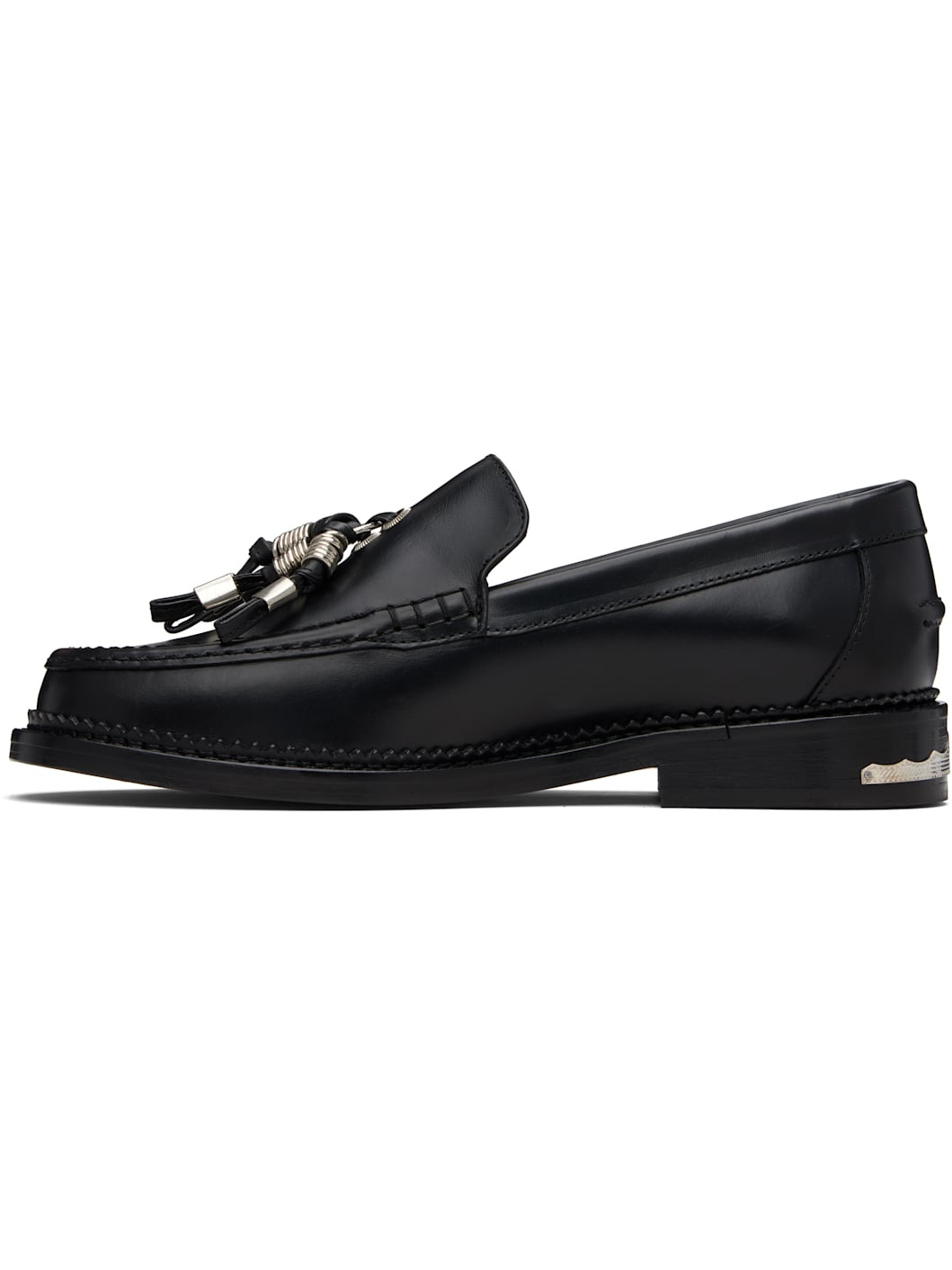 Black Hard Leather Loafers - 3