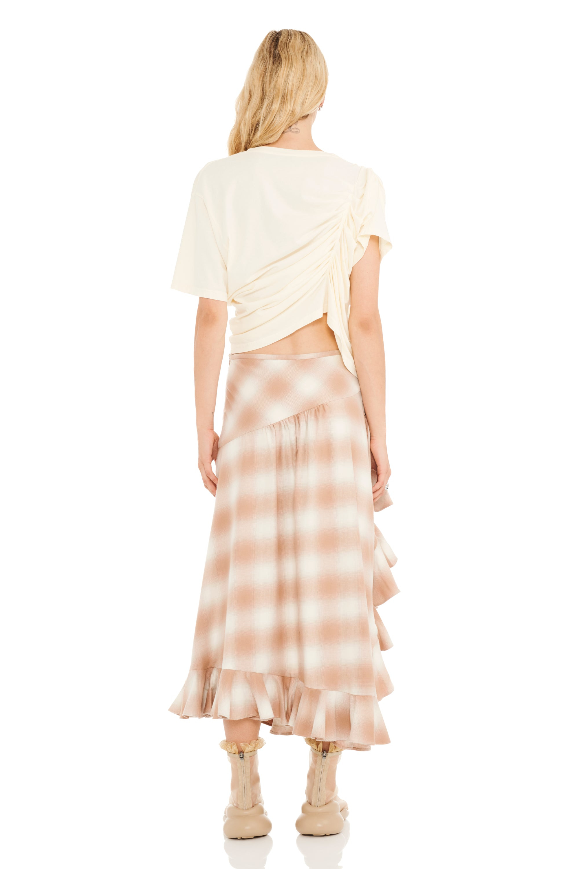 PEACH PLAID FLORIST SKIRT - 5
