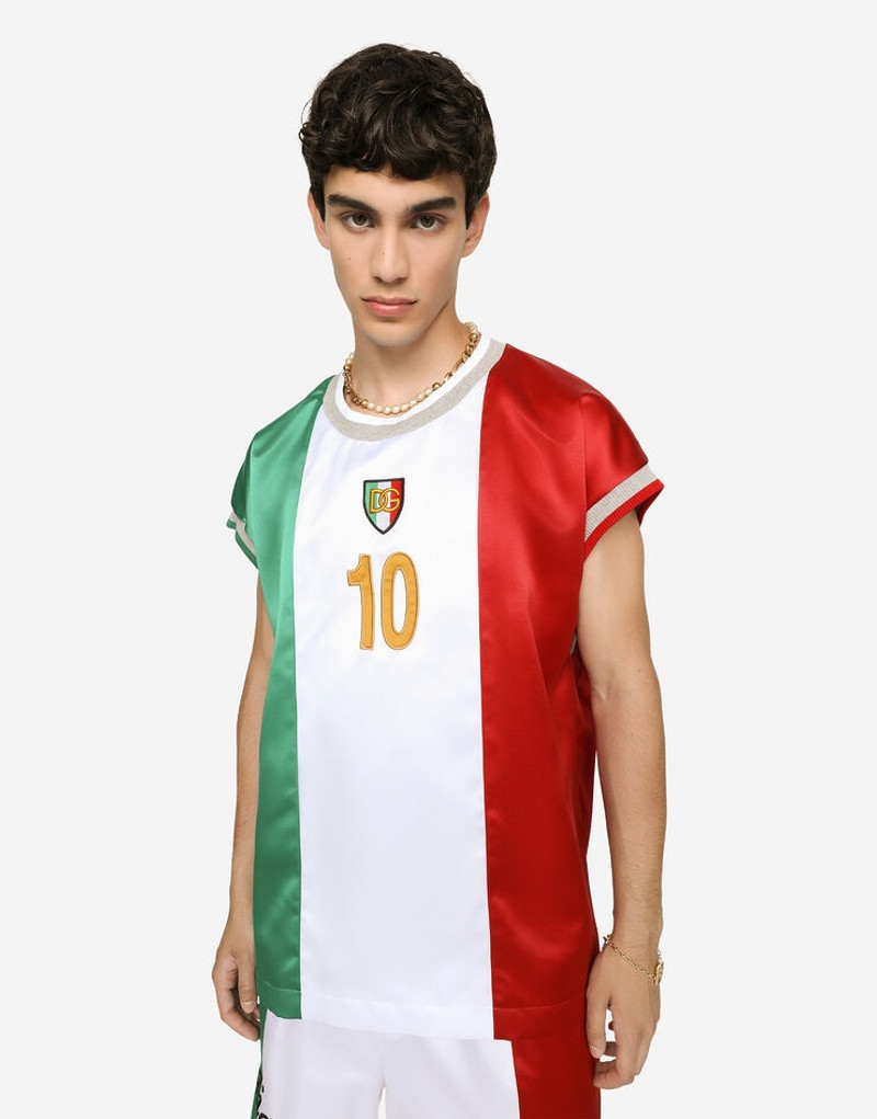 Dolce & Gabbana Satin T-shirt with DG logo and patch outlook