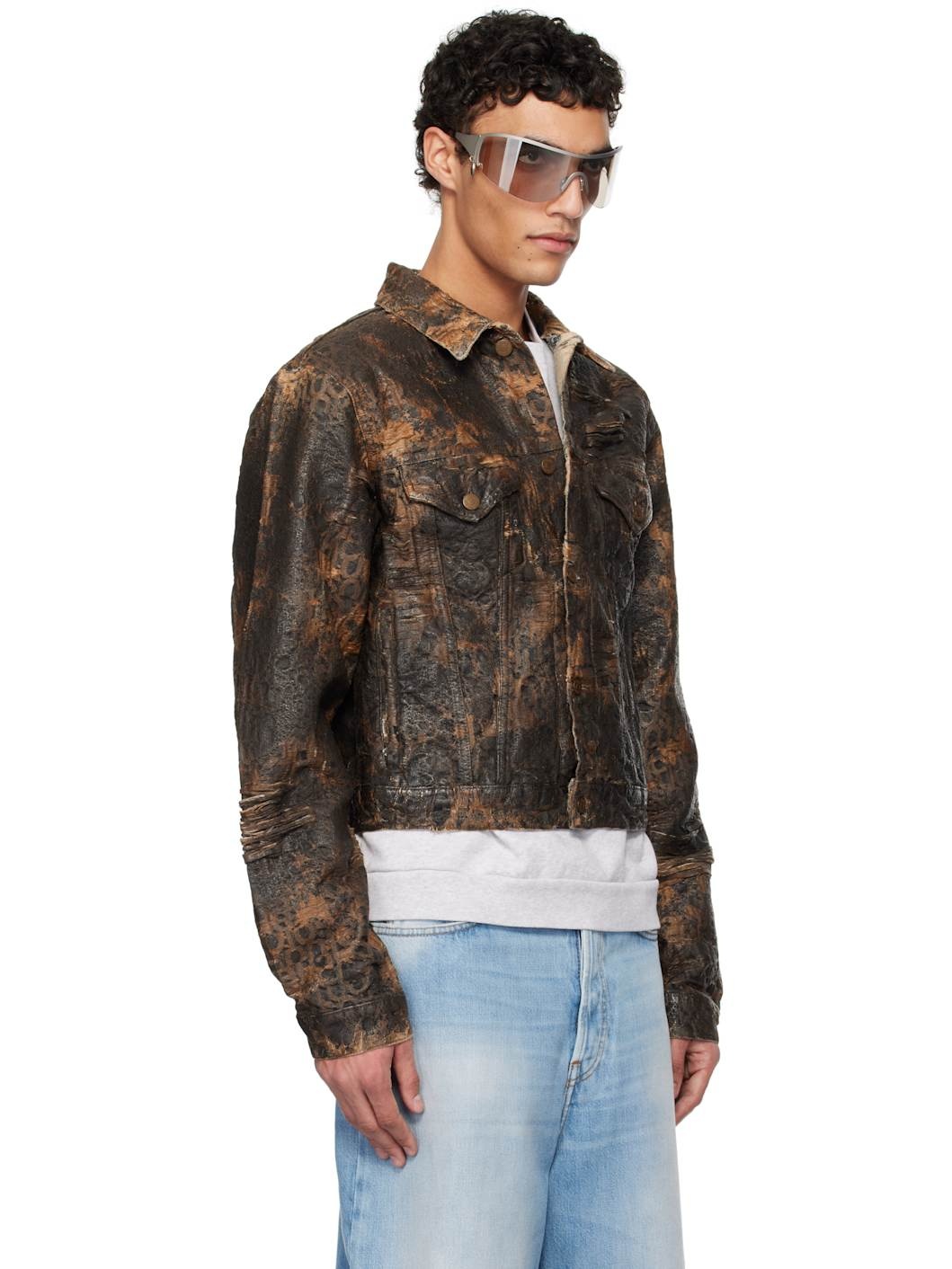 Brown Distressed Monogram Denim Jacket - 2