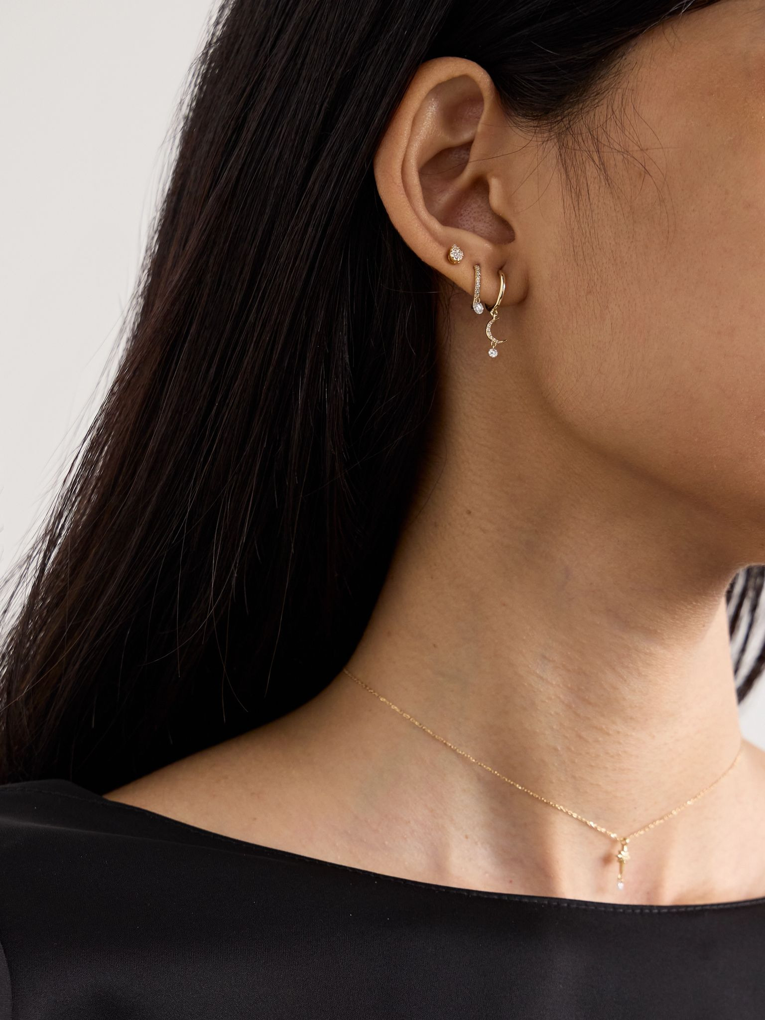 18-karat gold diamond single earring Gold - 4