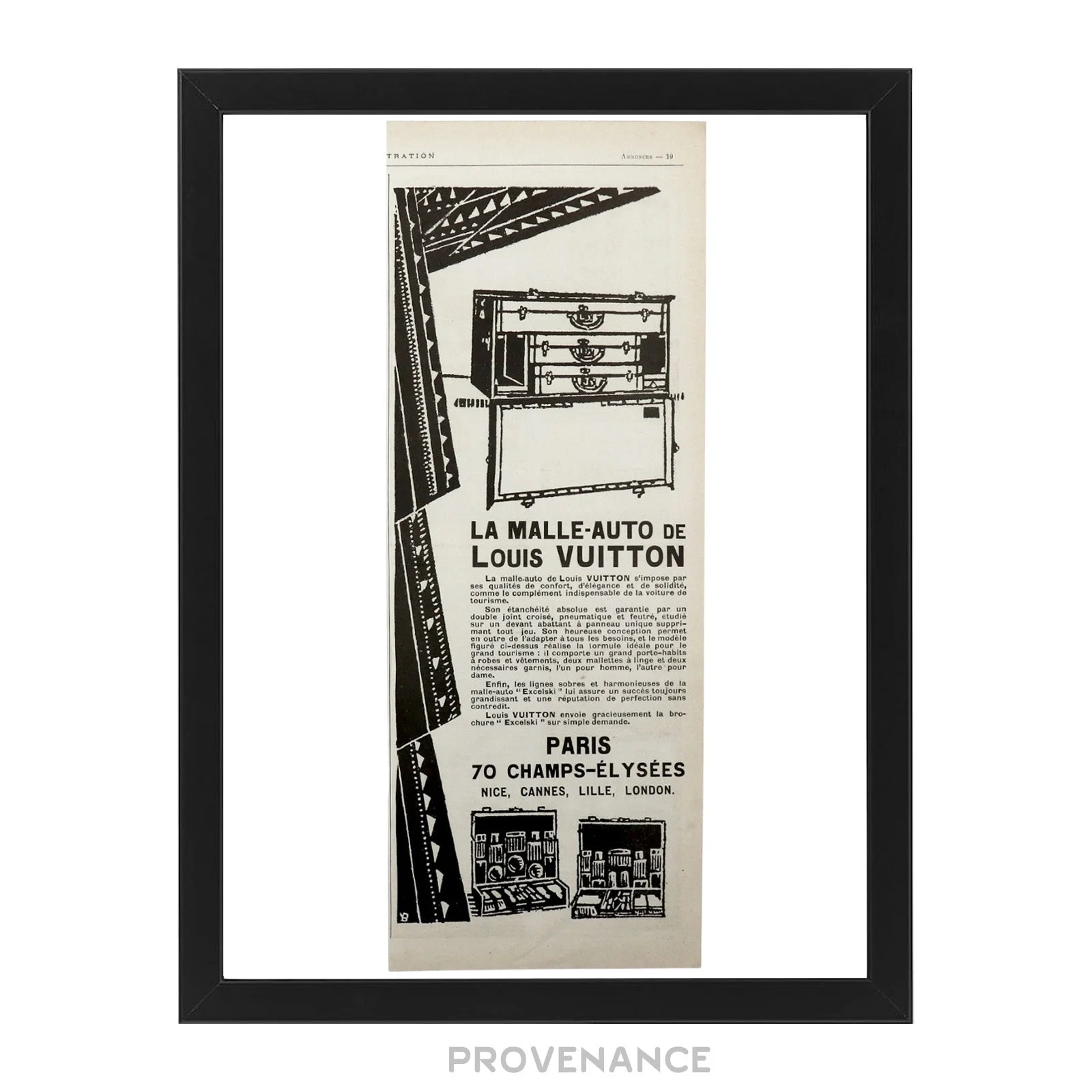 Louis Vuitton Antique Vintage Newsprint Ad - MALLE-AUTO - 1