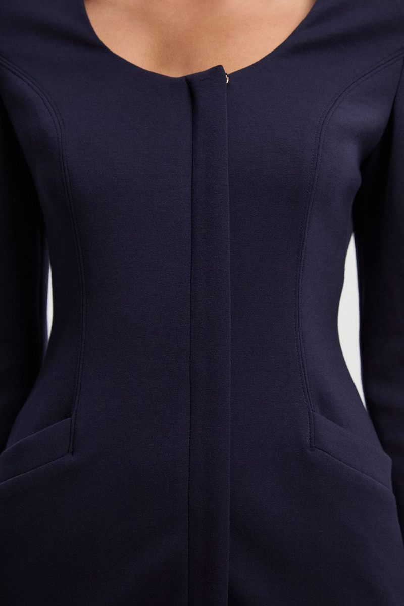 Scuba Scoop Neck Long Sleeve Mini Dress 3