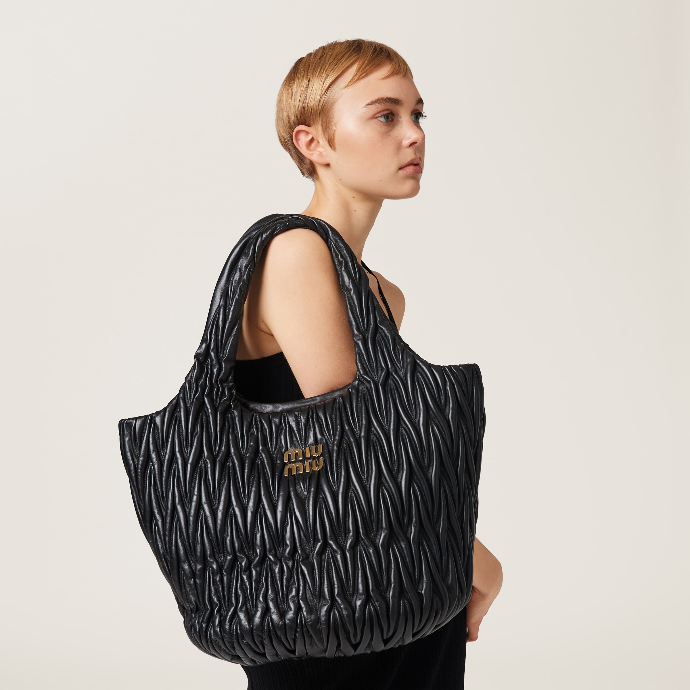 Miu Miu Wander matelassé nappa leather tote | REVERSIBLE
