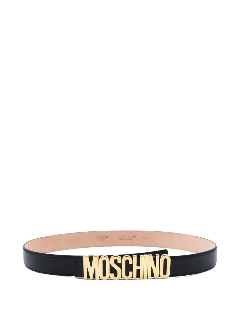 logo-buckle leather belt 1