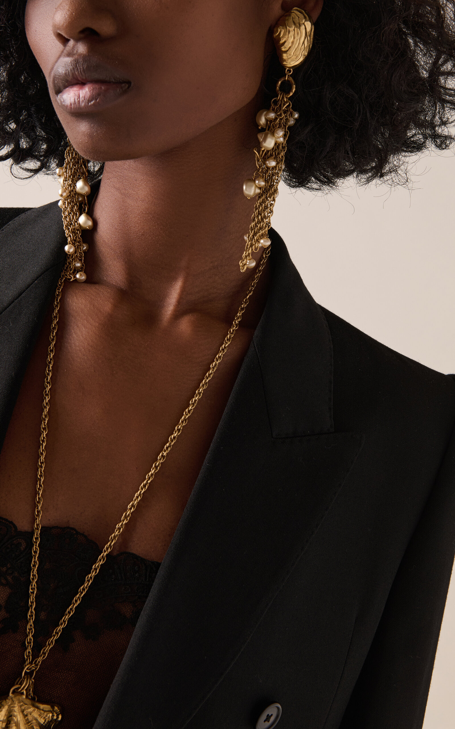 Shell and Pearl Drop Earrings gold - 2