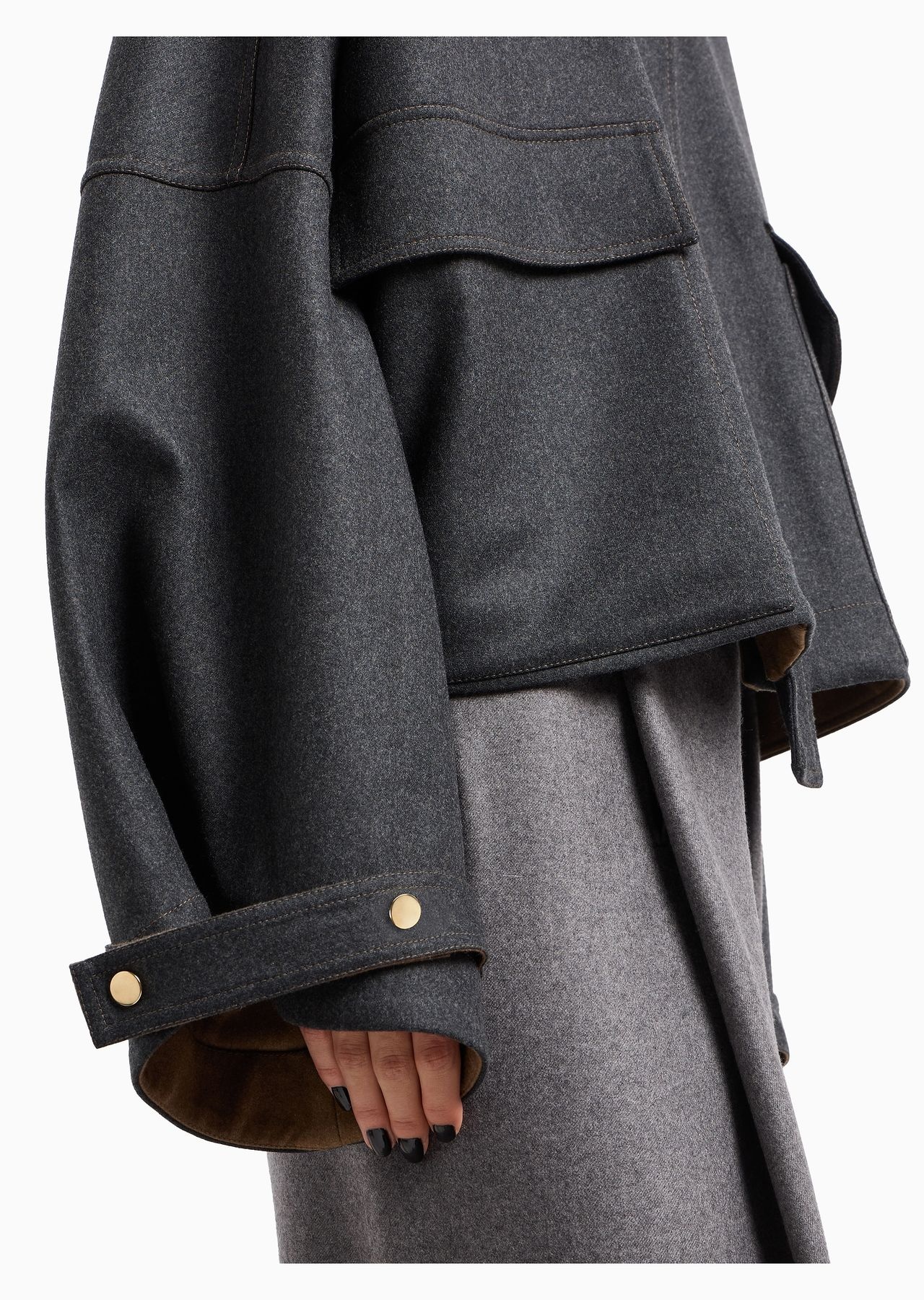 Two-tone double wool pea coat - 6