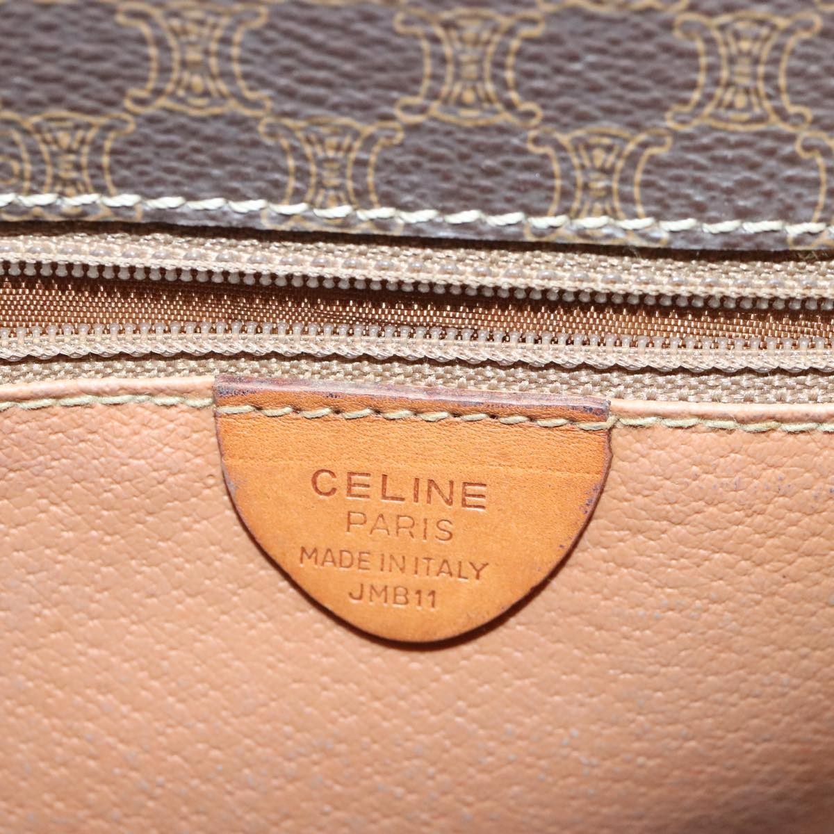 CELINE Macadam Canvas Circle Shoulder Bag Pvc Leather Brown Gold - 12