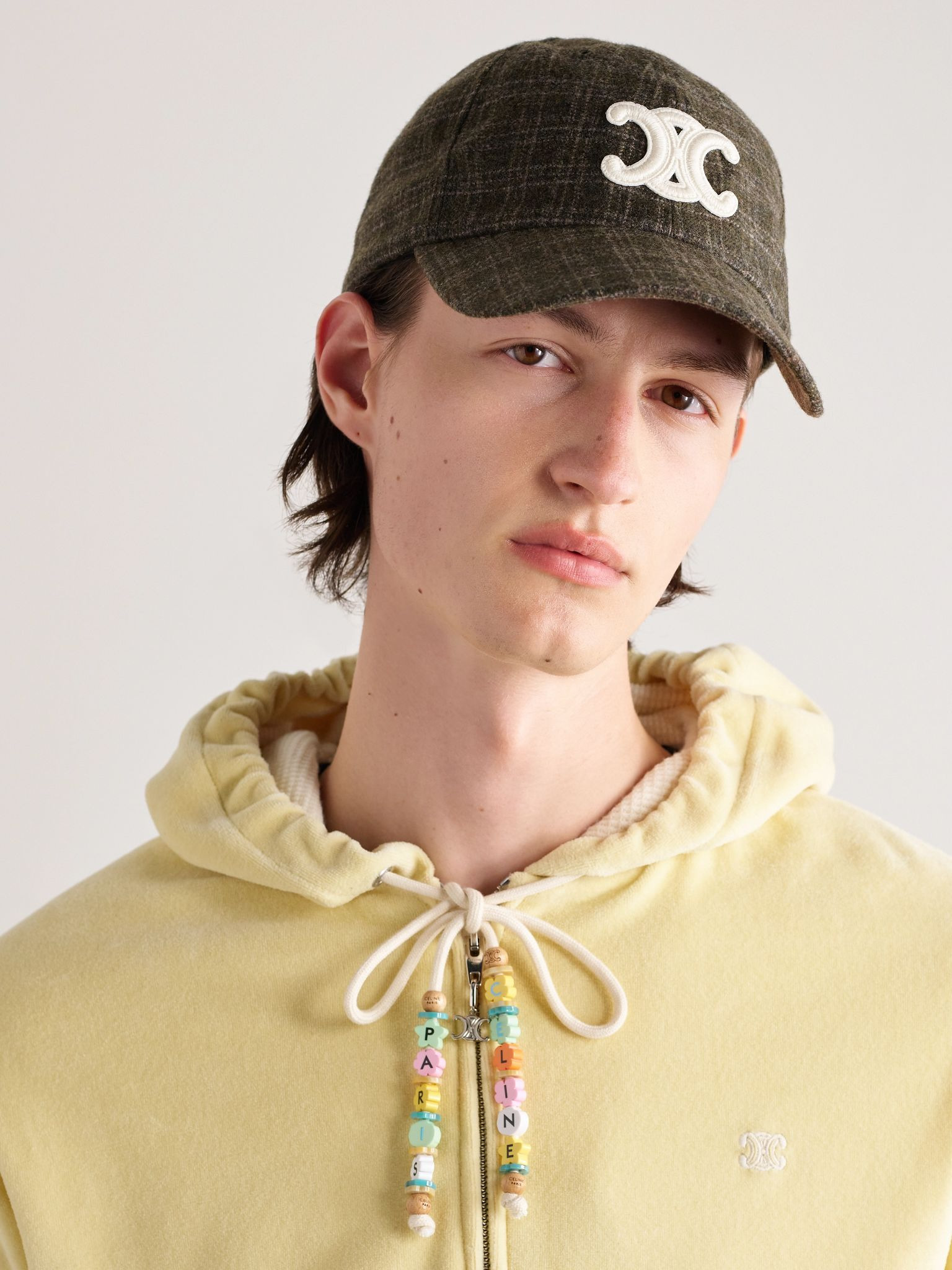 Logo-Appliquéd Checked Wool-Felt Baseball Cap Brown - 2