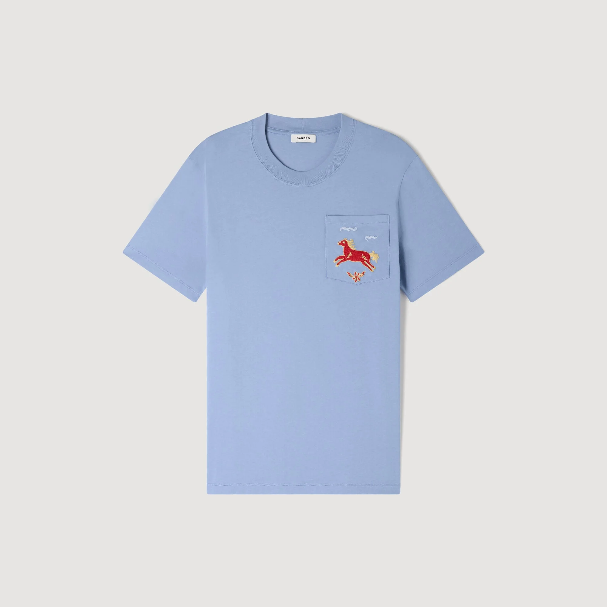 EMBROIDERED HORSE COTTON T-SHIRT - 1