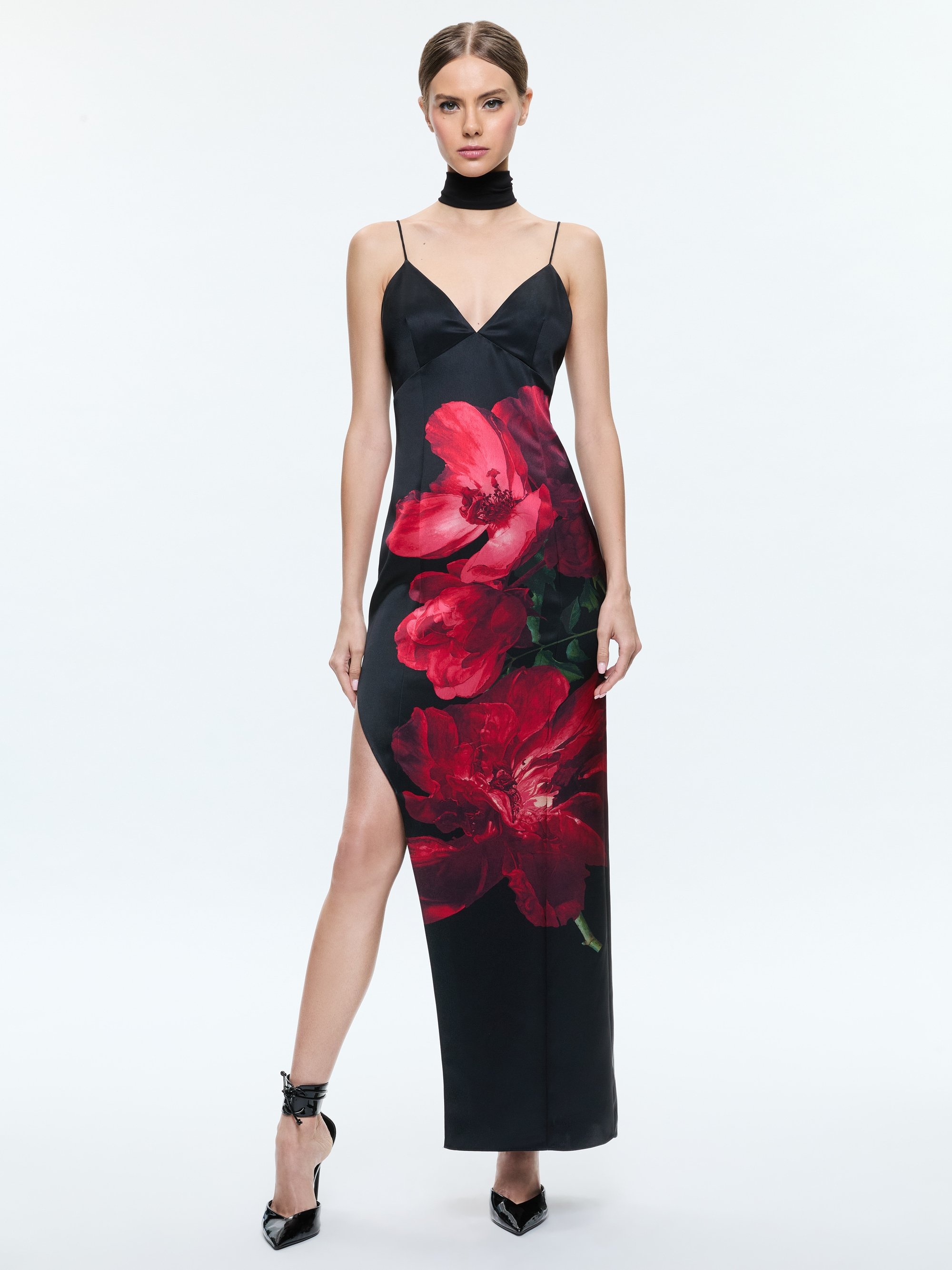 MONIKA CUT AWAY CAMI MAXI DRESS WITH SCARF - 2