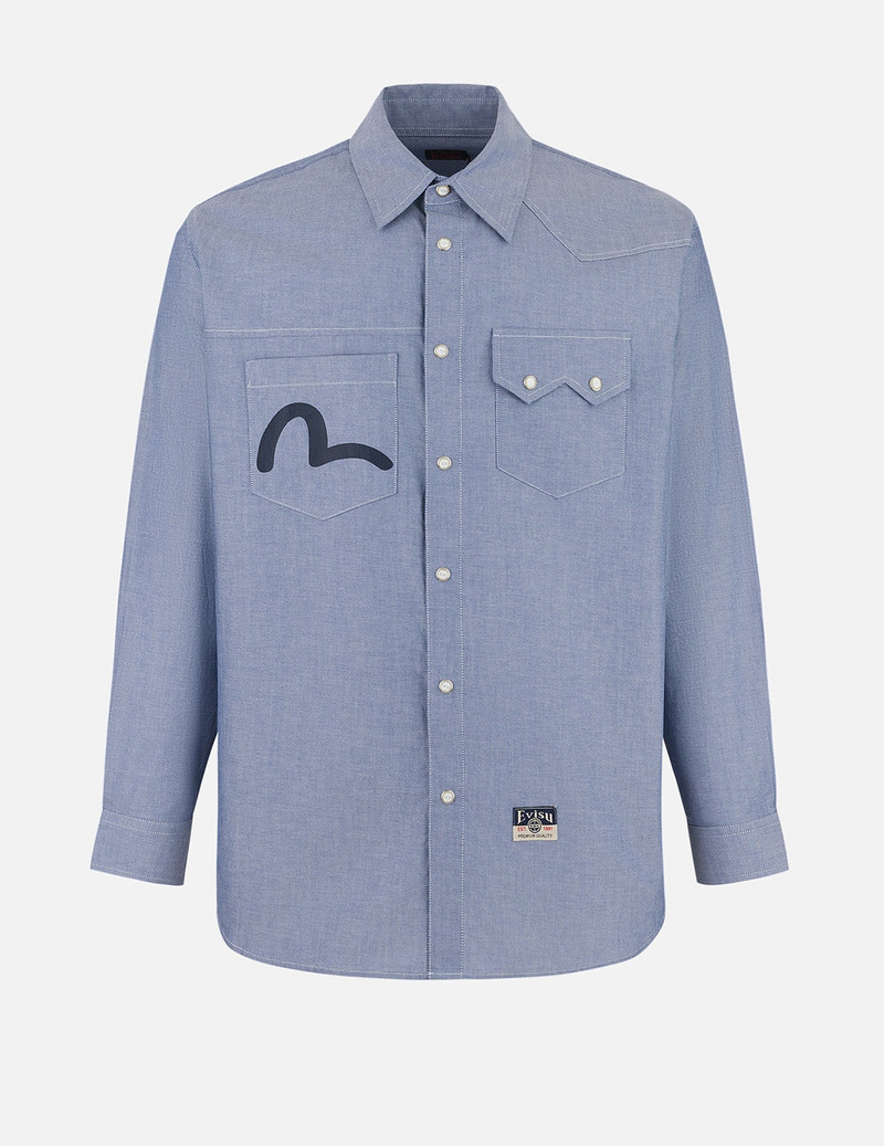 Half Kamon Embroidery and Print Relax Fit Shirt - 1