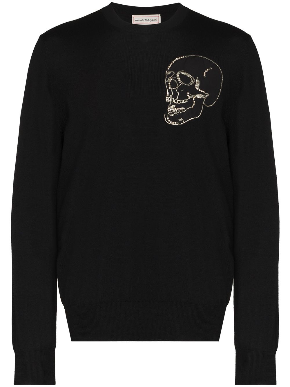 skull-patch wool jumper - 1