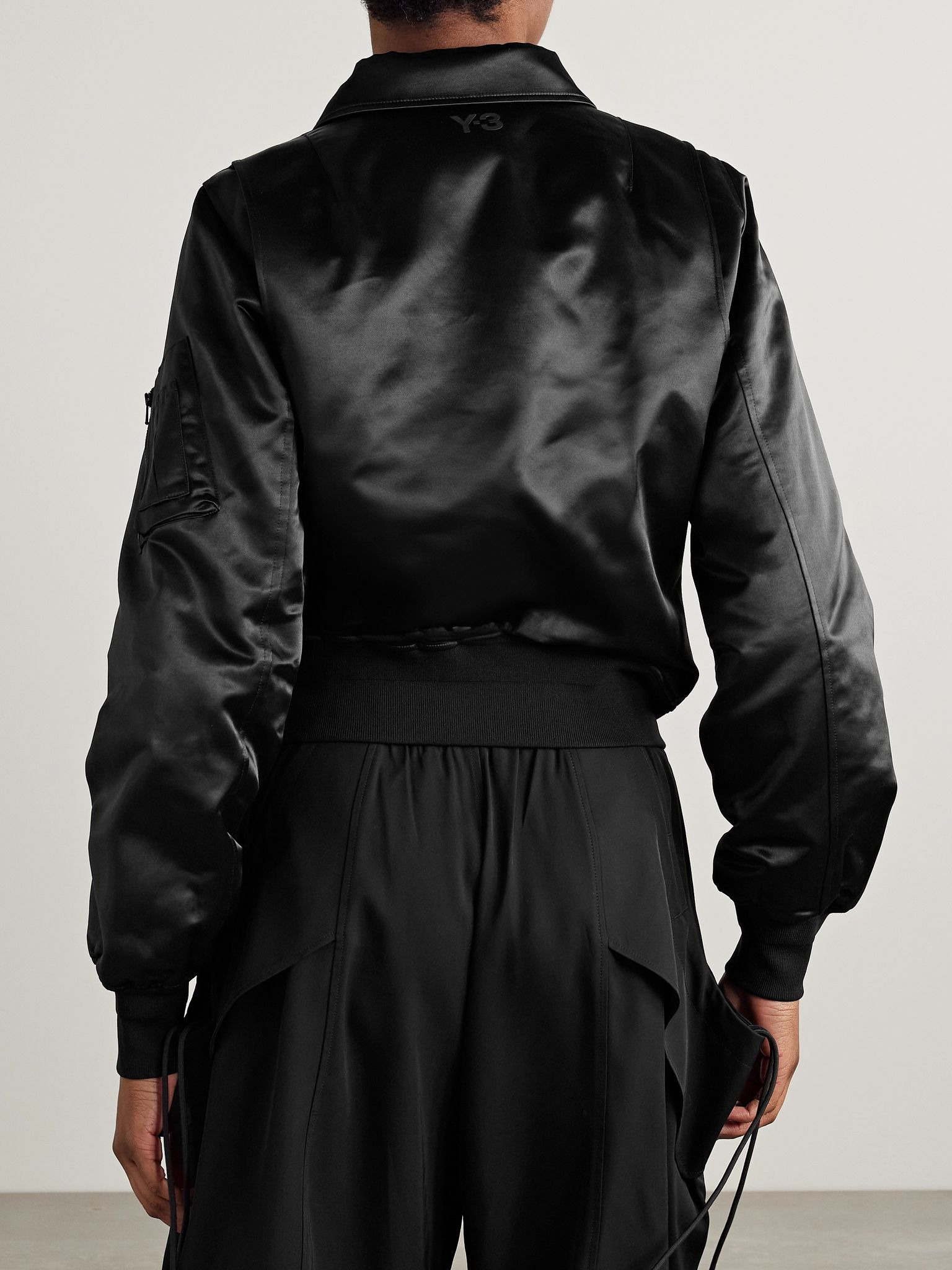 + Y-3 padded satin bomber jacket Black - 4