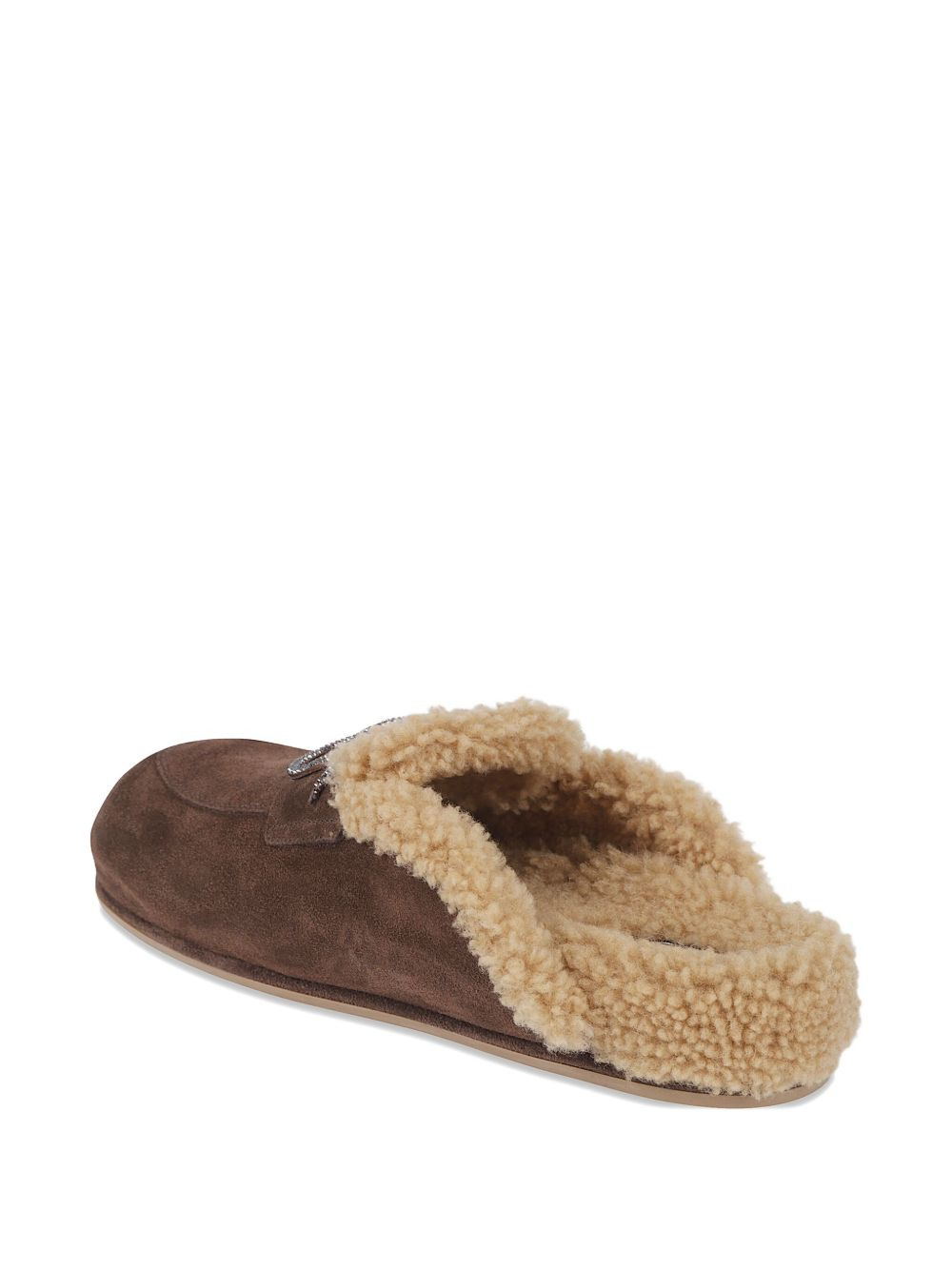 embellished shearling mules - 3