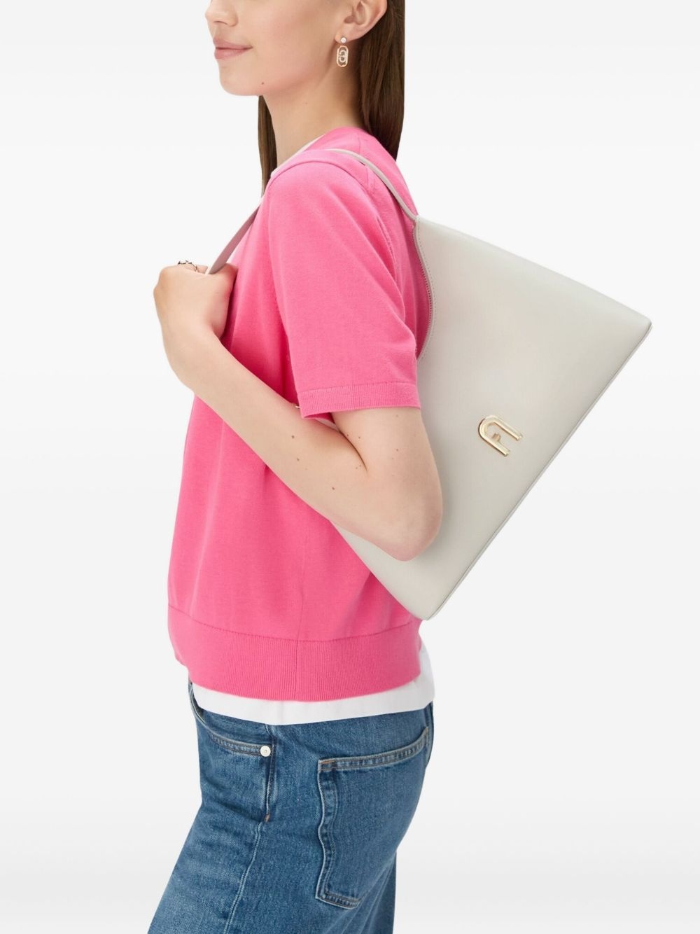 small Diamante curved-top leather shoulder bag - 3