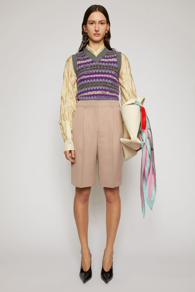 Acne Studios Pleated wool-blend shorts mauve purple outlook