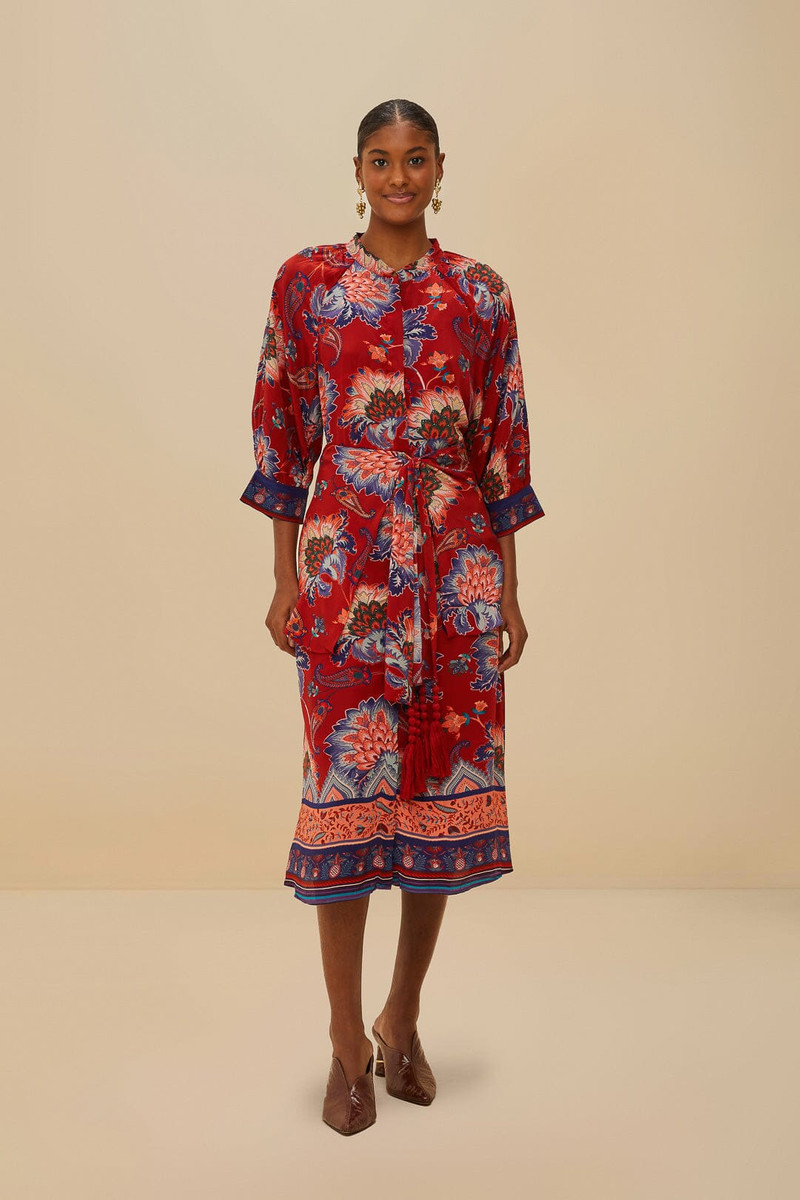 Luang Red Scarves Blue Maxi Dress 1