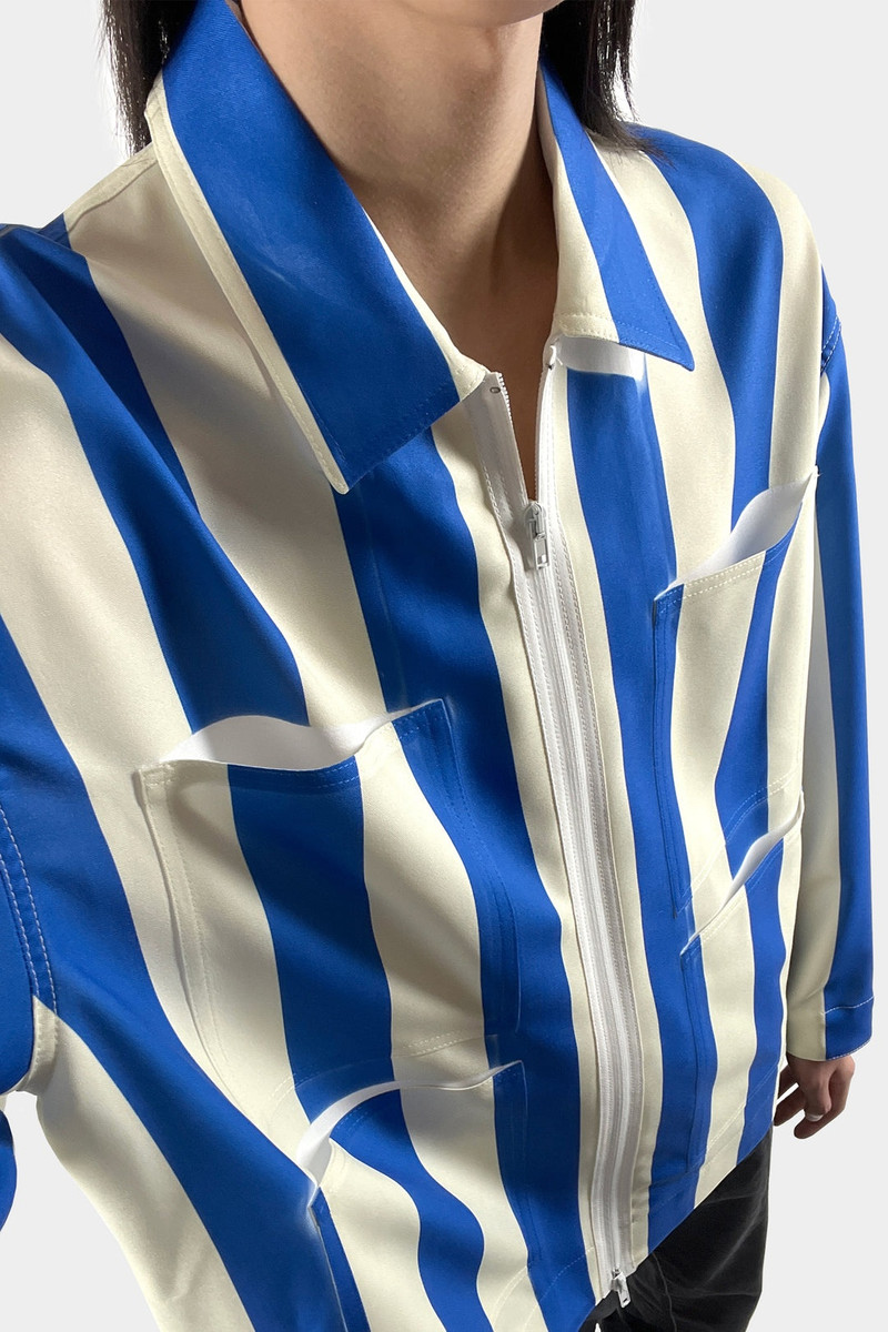 CARGO SHIRT / blue & beige stripes 6