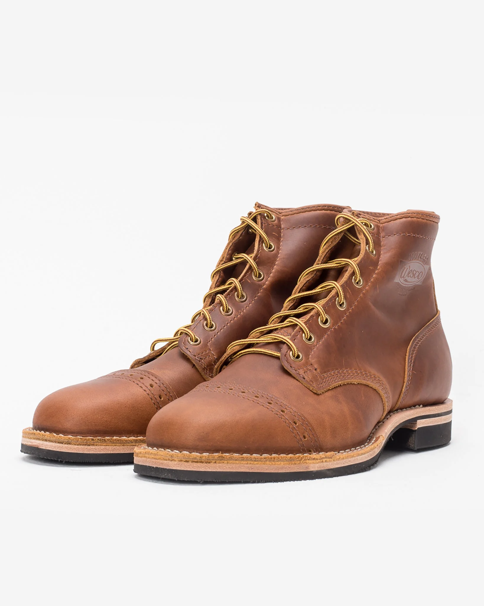 IHWE-GLMN-TAN IRON HEART INT'L X WESCO® 7" TOE CAP BOOT - THE "GUILDSMAN" - BRITISH T - 1