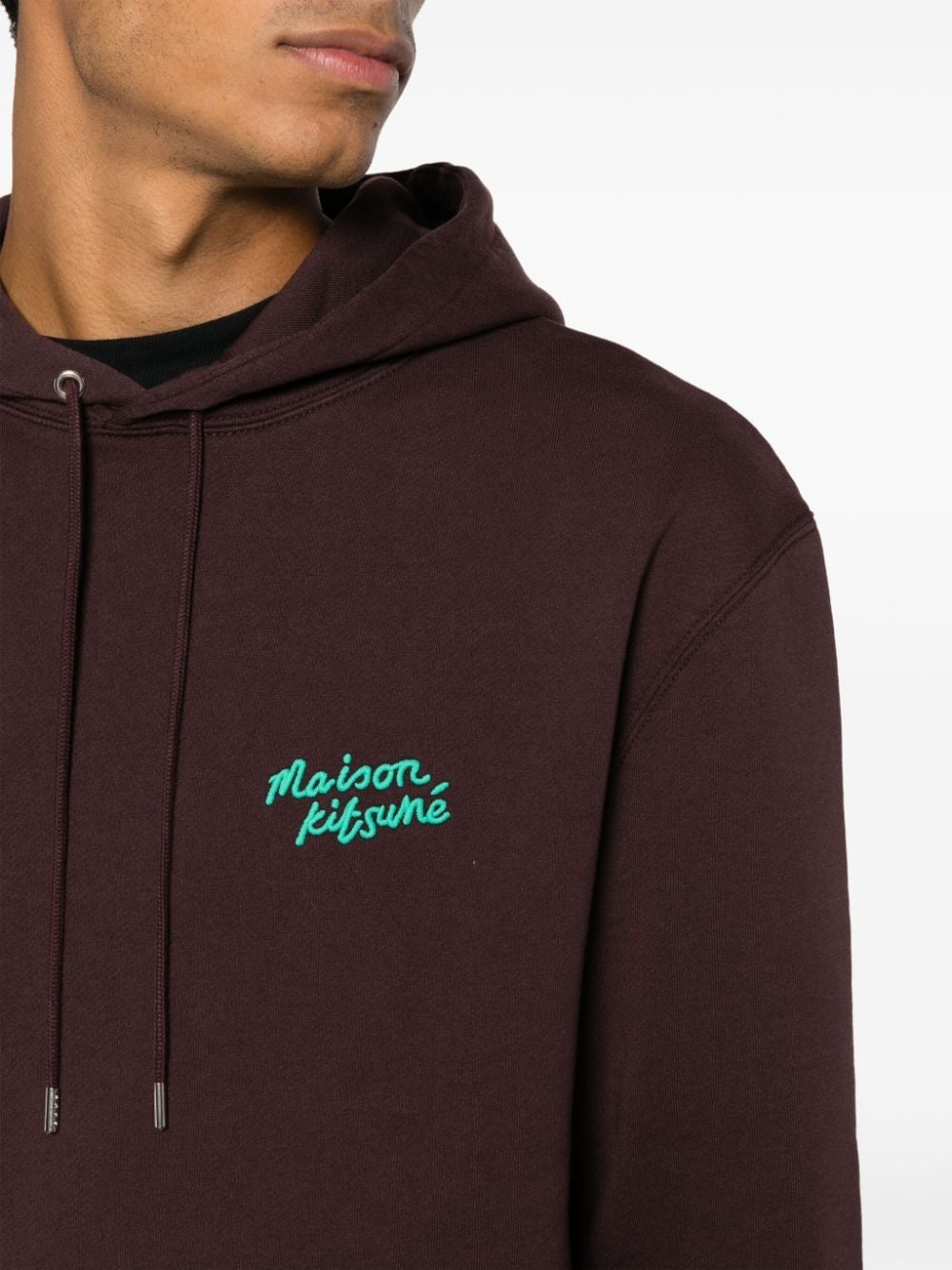 logo-embroidered cotton hoodie - 5