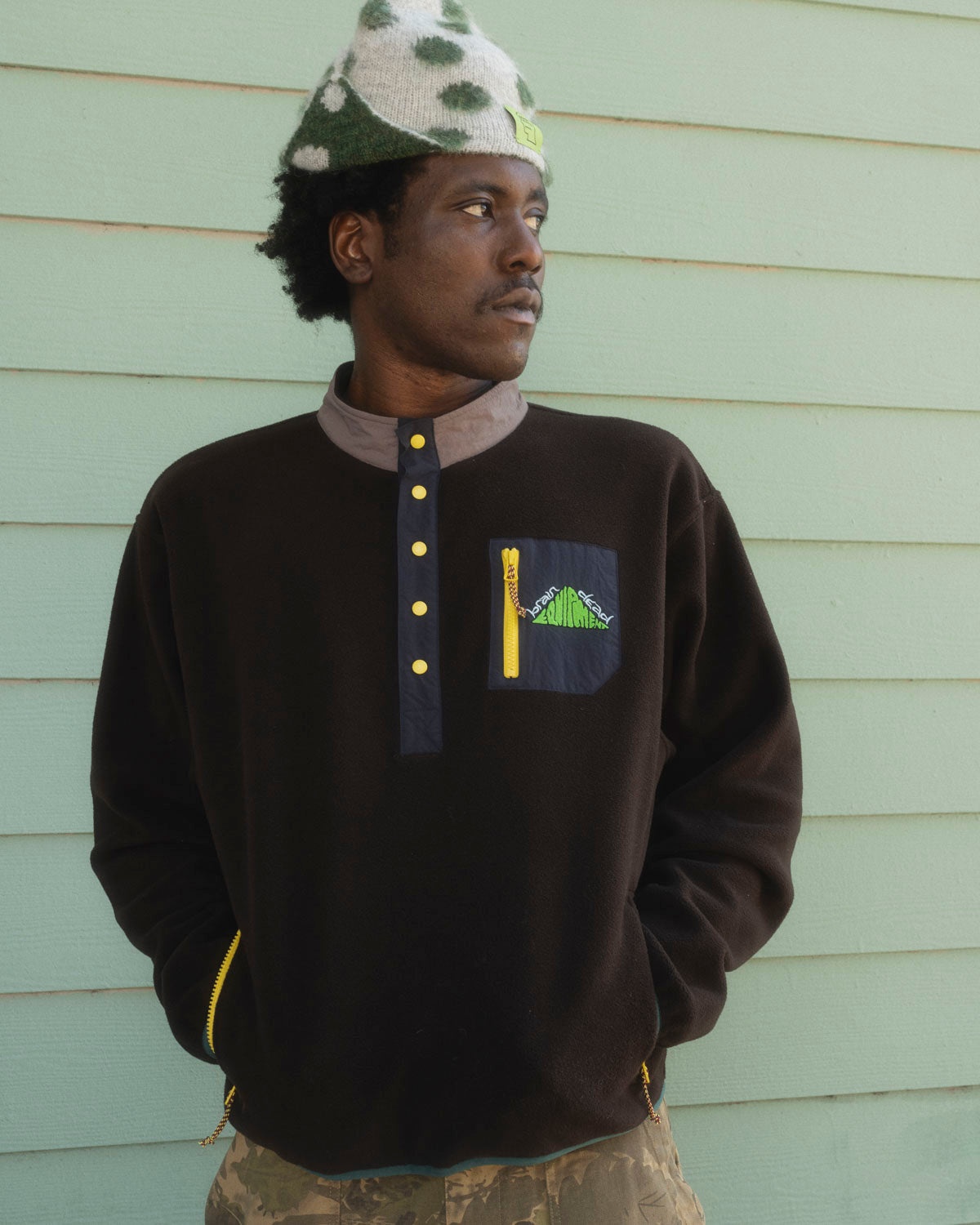 Brain Dead Equipment Fleece Pullover Jacket - Brown - 4